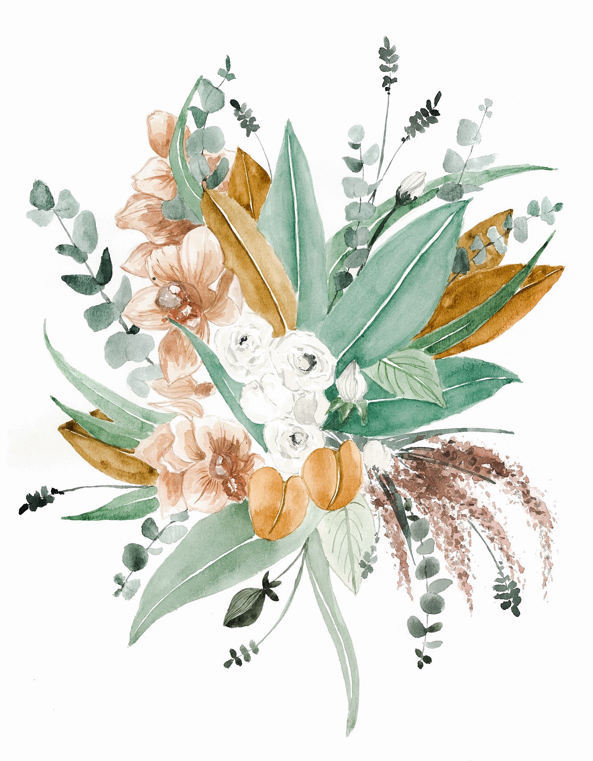 Aquarelle imprimée - bouquet de fleurs