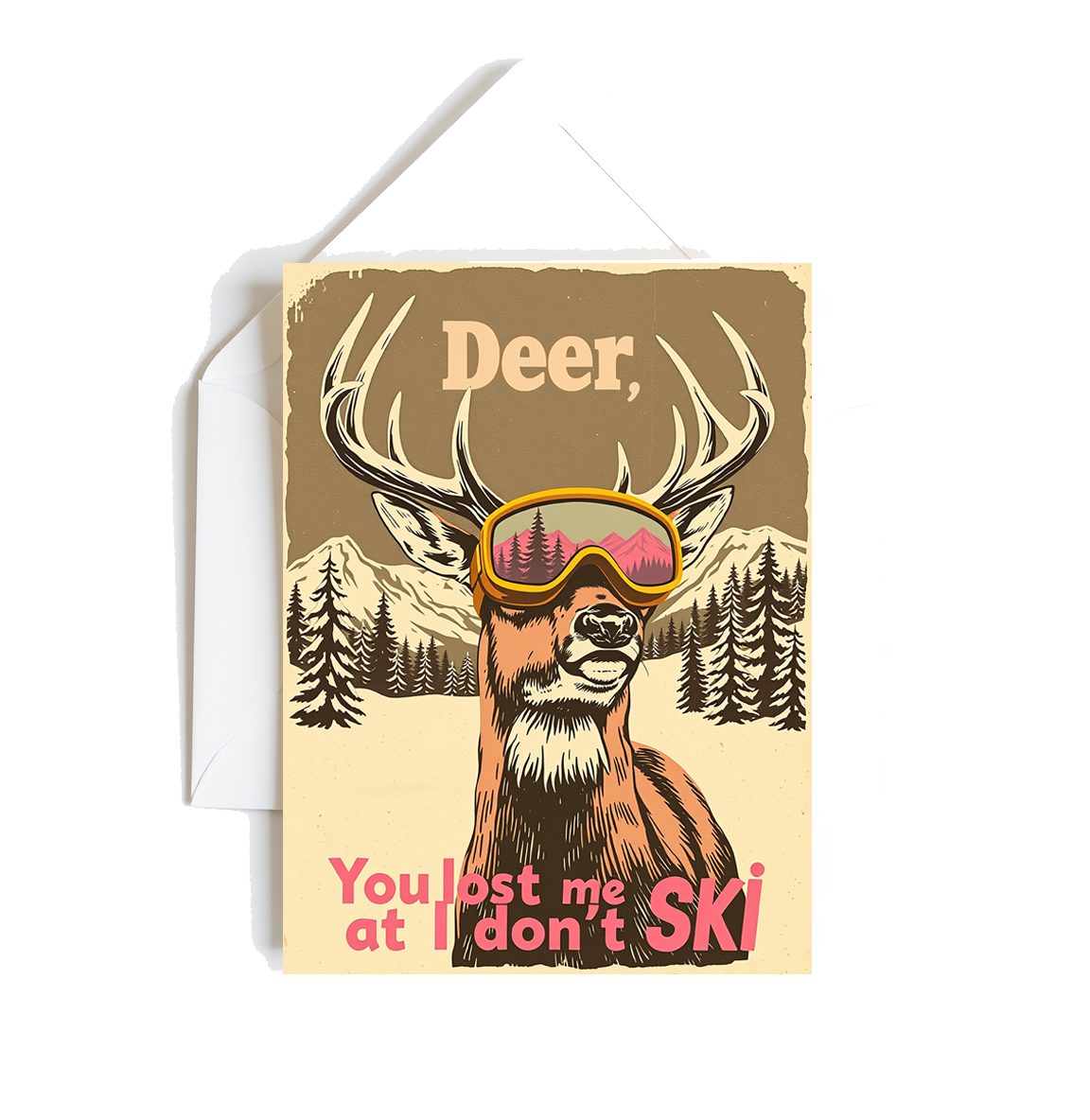 Ensemble de 3 cartes de souhaits "Cerf, tu m'as perdu à I don't Ski"