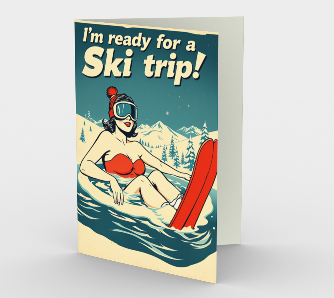 Ensemble de 3 cartes de souhaits "Je suis prêt pour un voyage de ski"