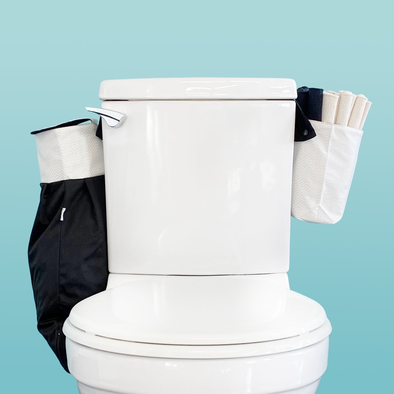 Ensemble de papier de toilette réutilisable - Chevrons blancs / Noir