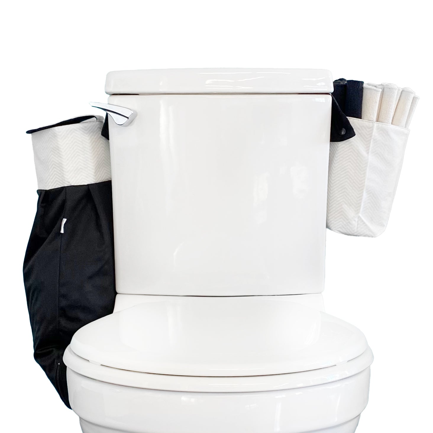 Ensemble de papier de toilette réutilisable - Chevrons blancs / Noir