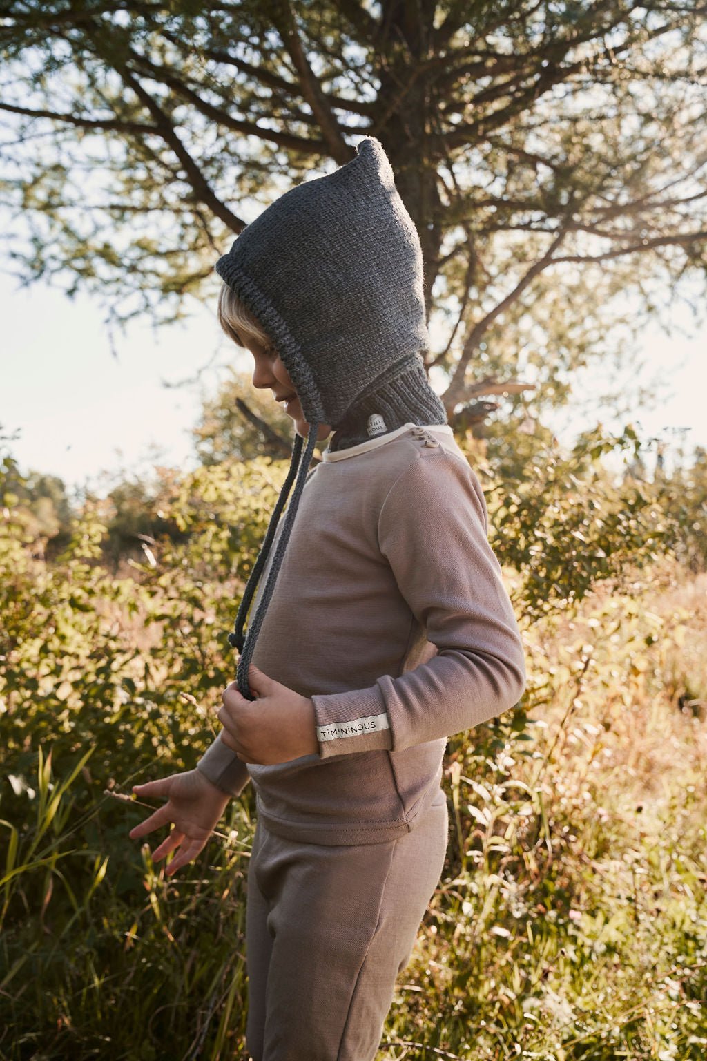 Ensemble thermique évolutif en laine de mérinos - 3-12 m - Brun taupe