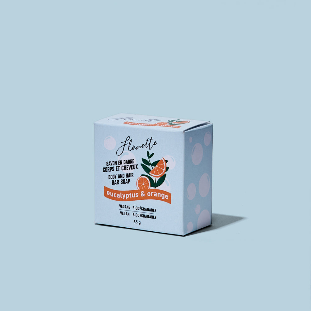Savon corps et cheveux en barre - eucalyptus et orange