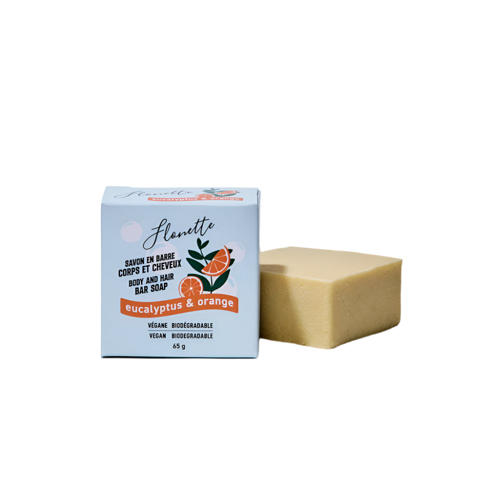 Savon corps et cheveux en barre - eucalyptus et orange