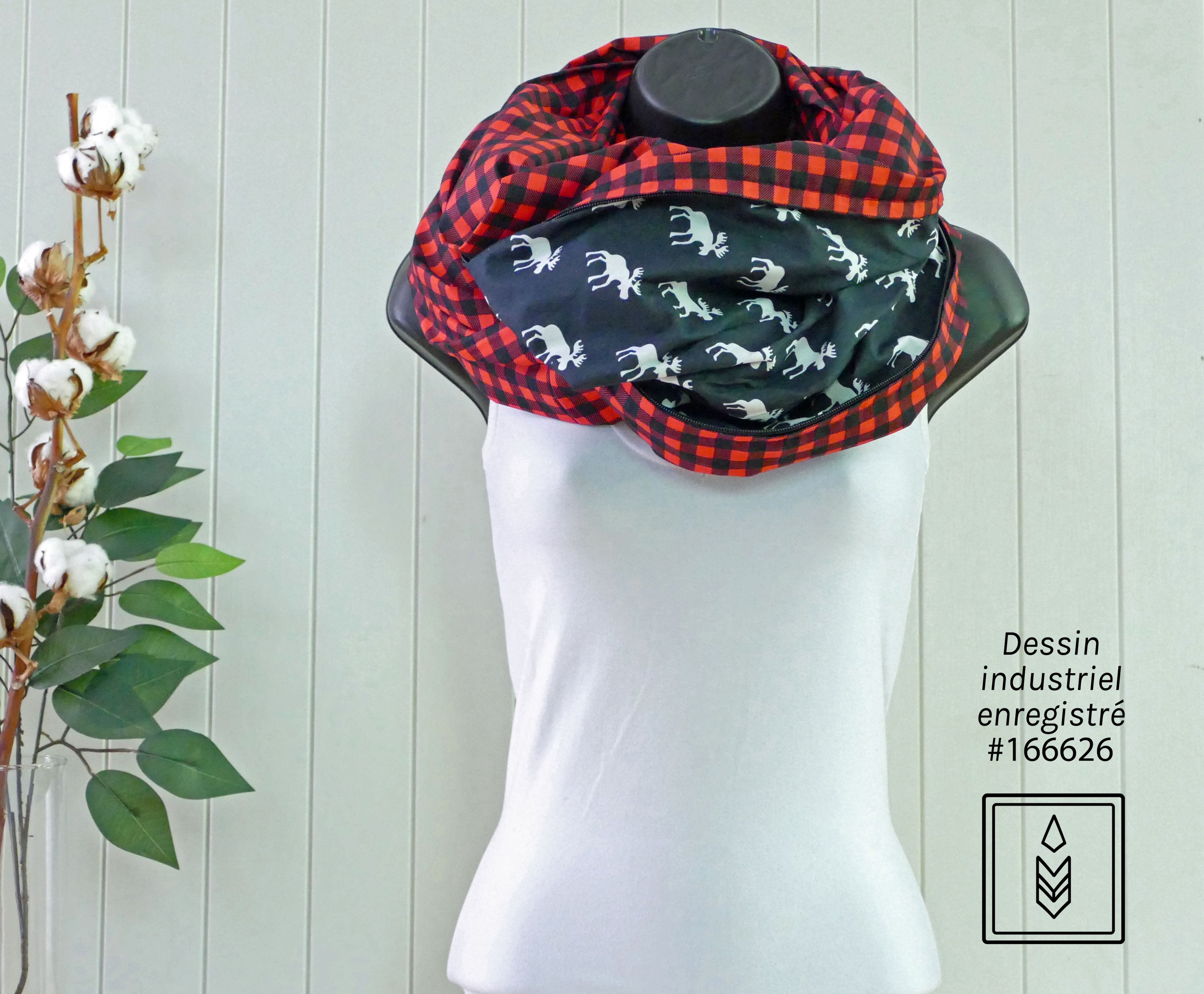 Foulard carreauté rouge et noir