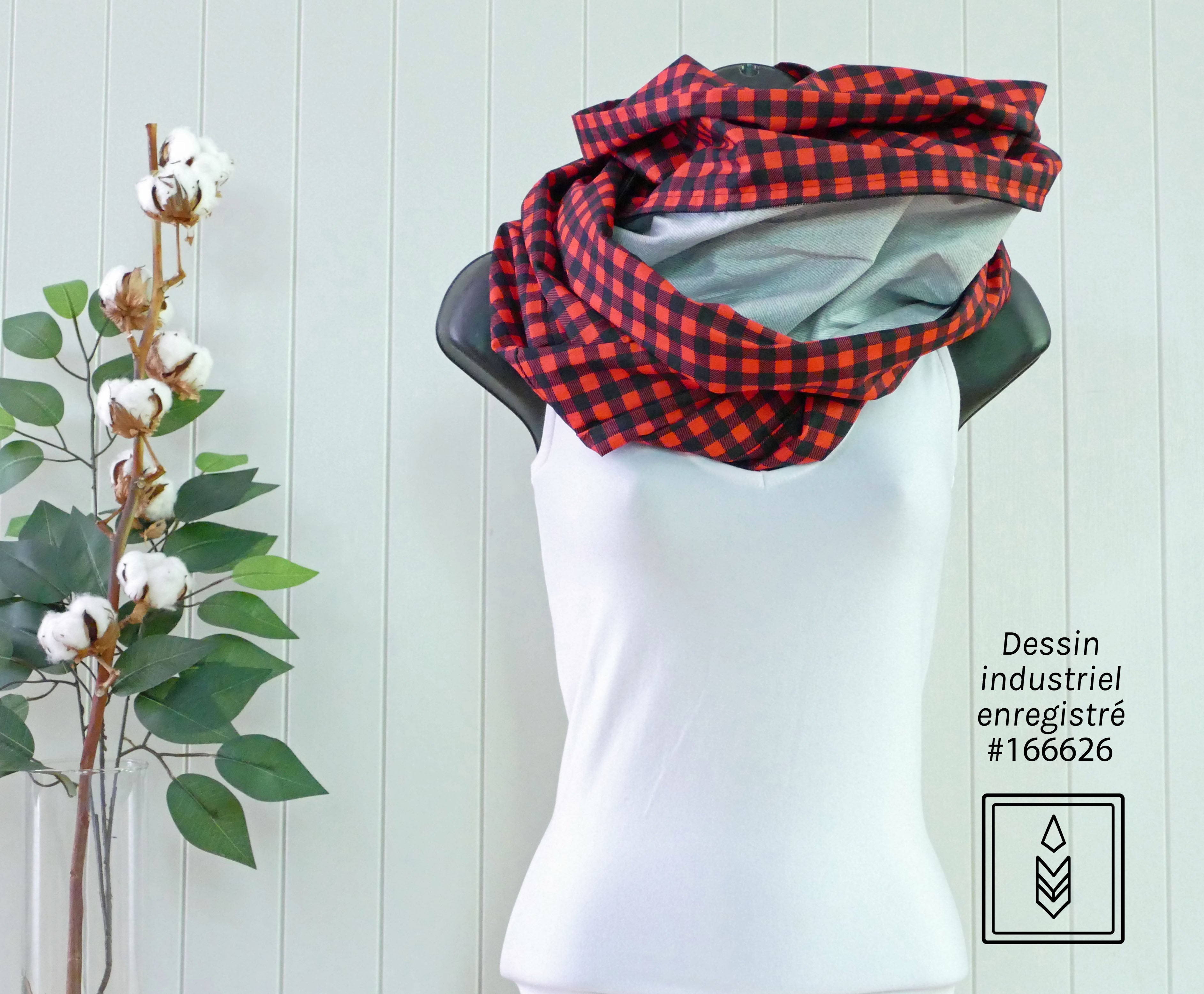 Foulard carreauté rouge et noir pour homme