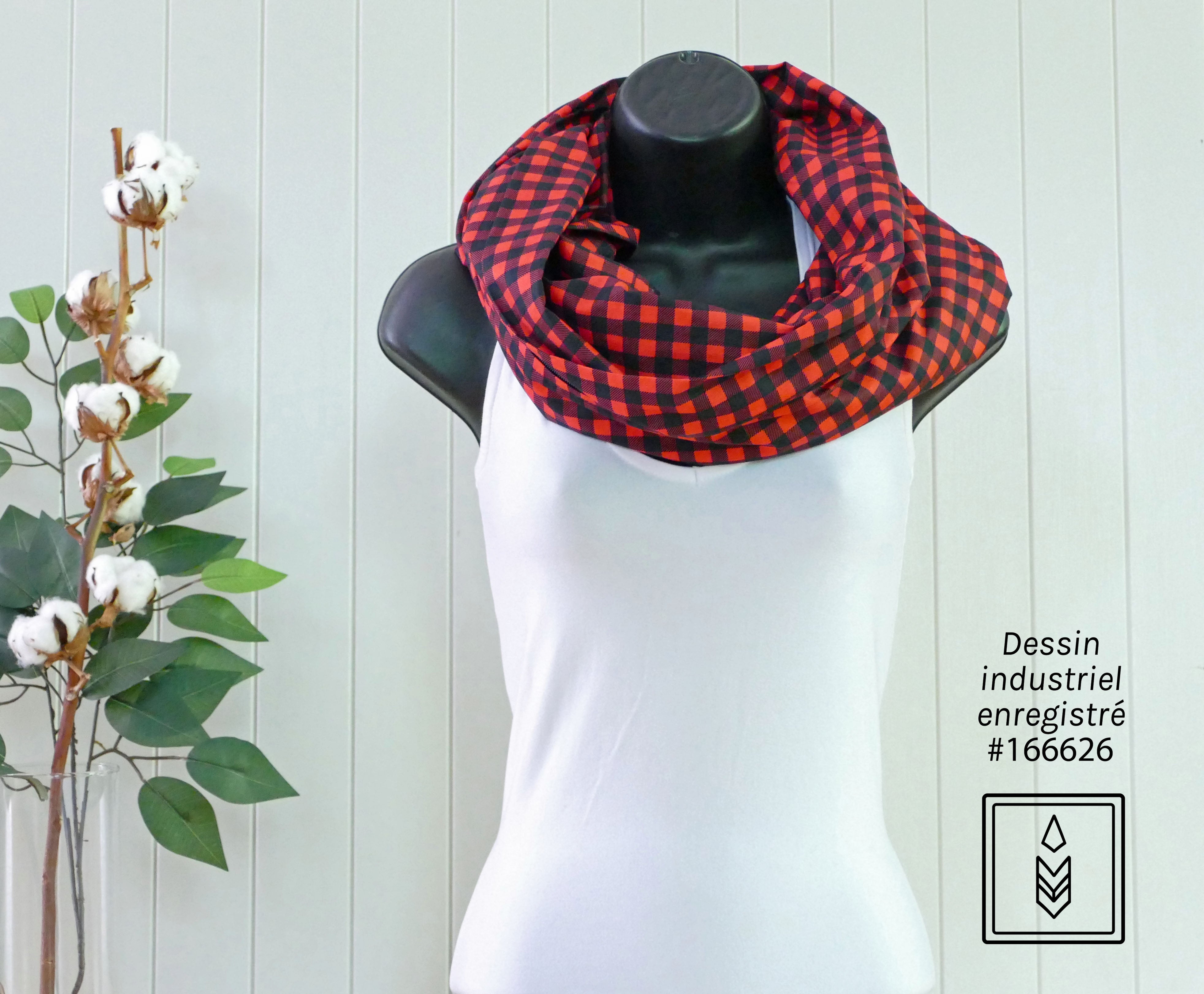 Foulard carreauté rouge et noir pour homme
