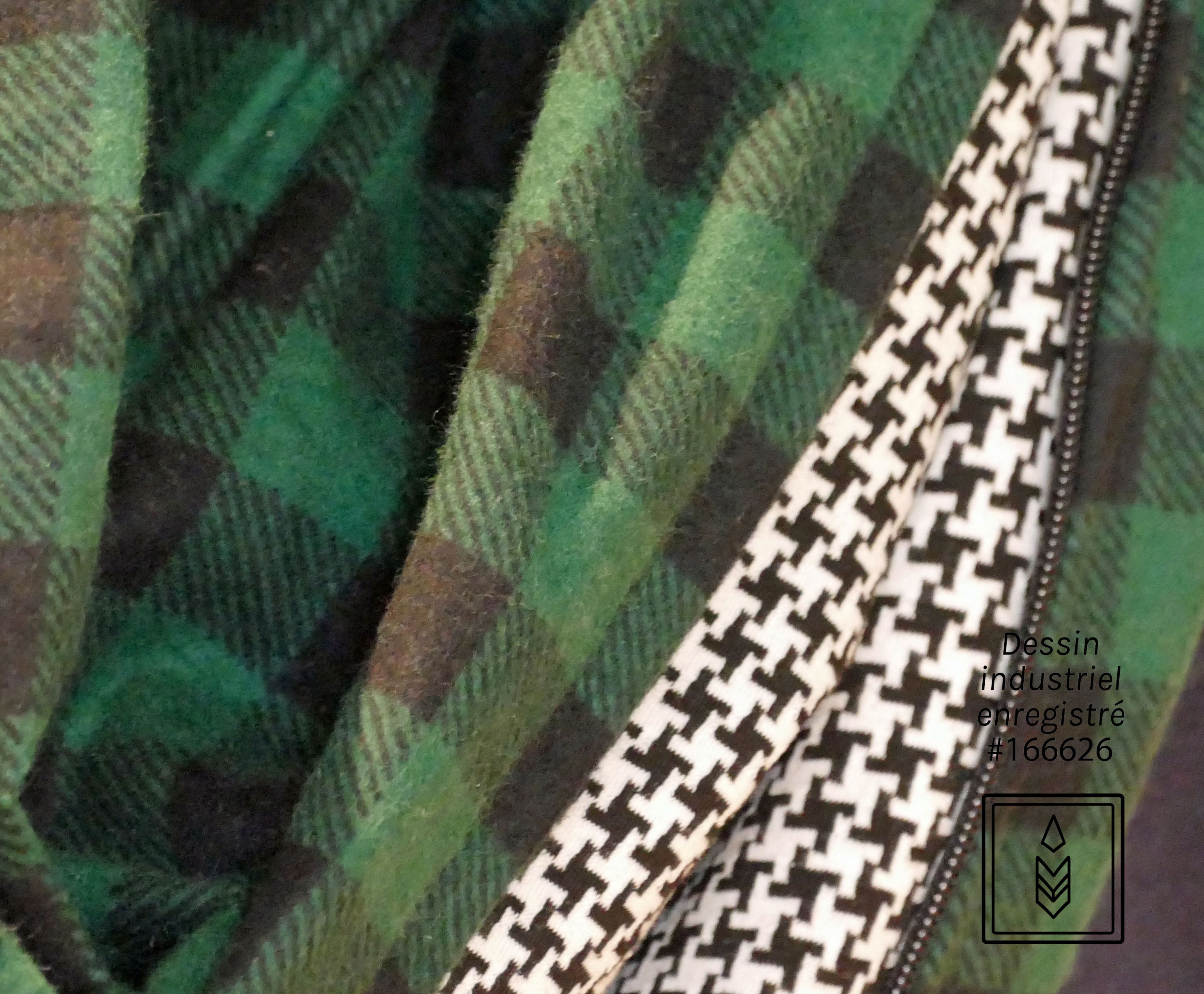 Foulard d'hiver en flanelle carreauté vert et noir pour femme
