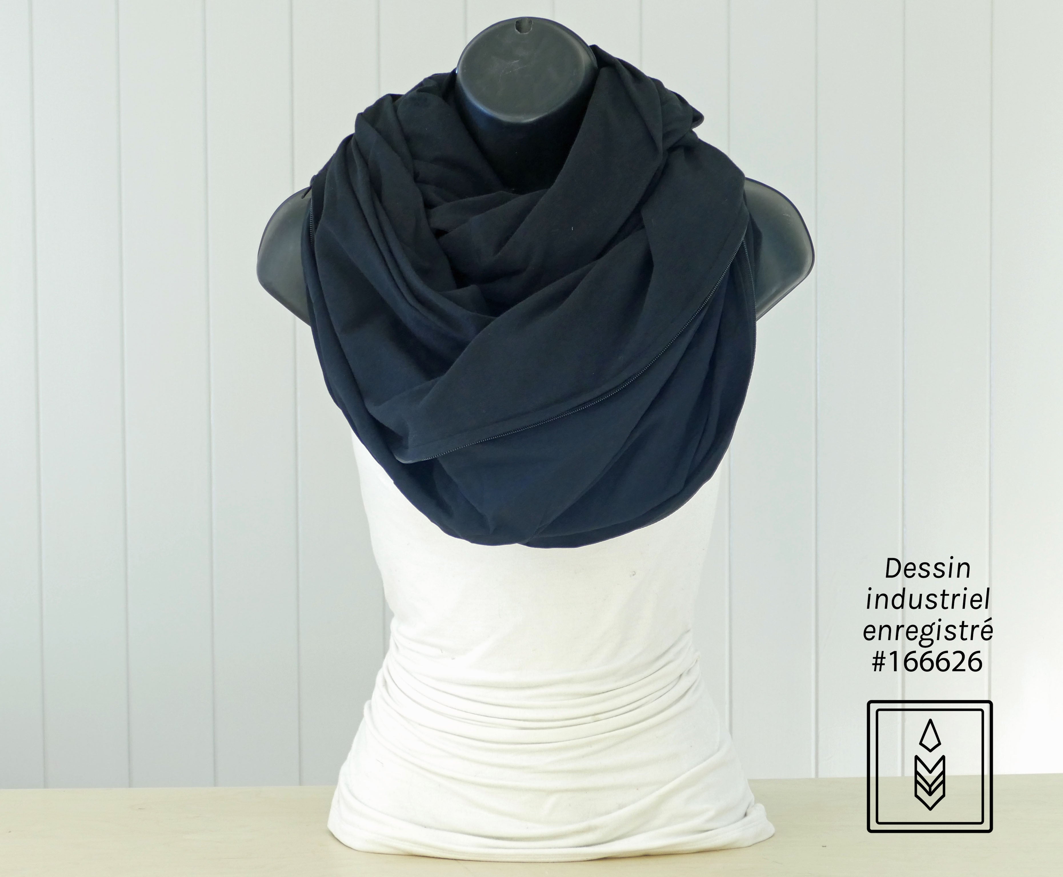 Foulard en bambou noir uni