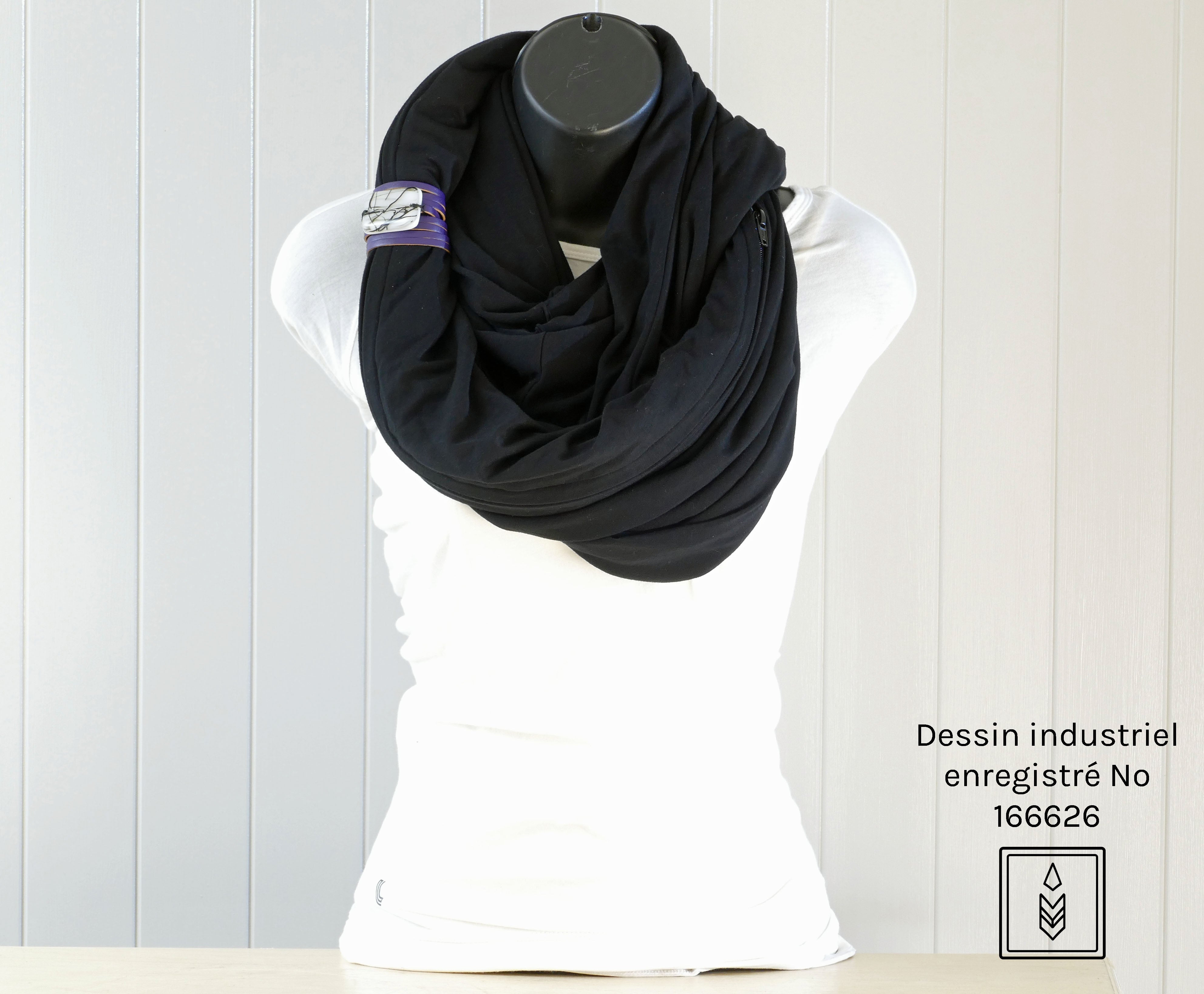 Foulard en bambou noir uni