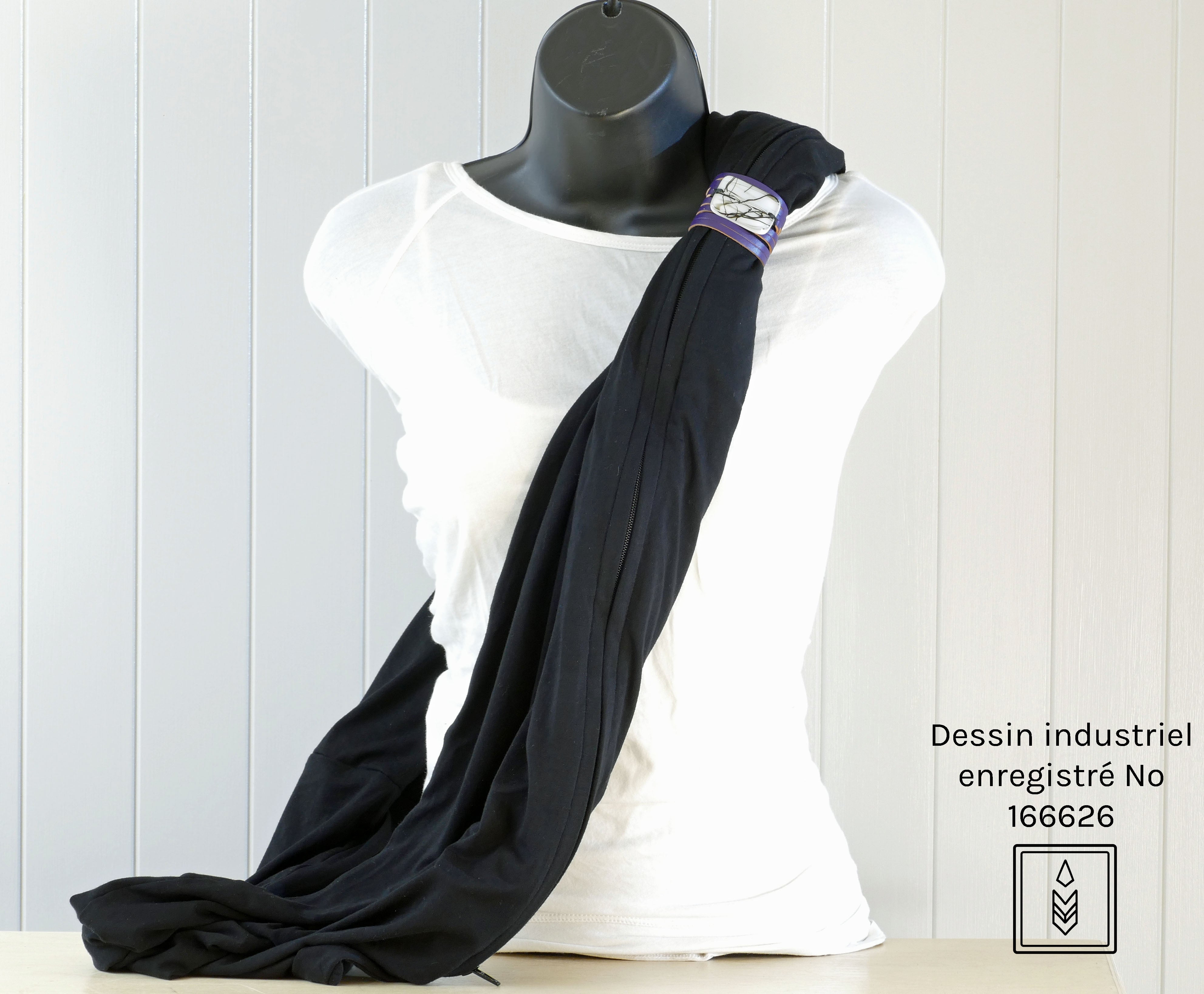 Foulard en bambou noir uni