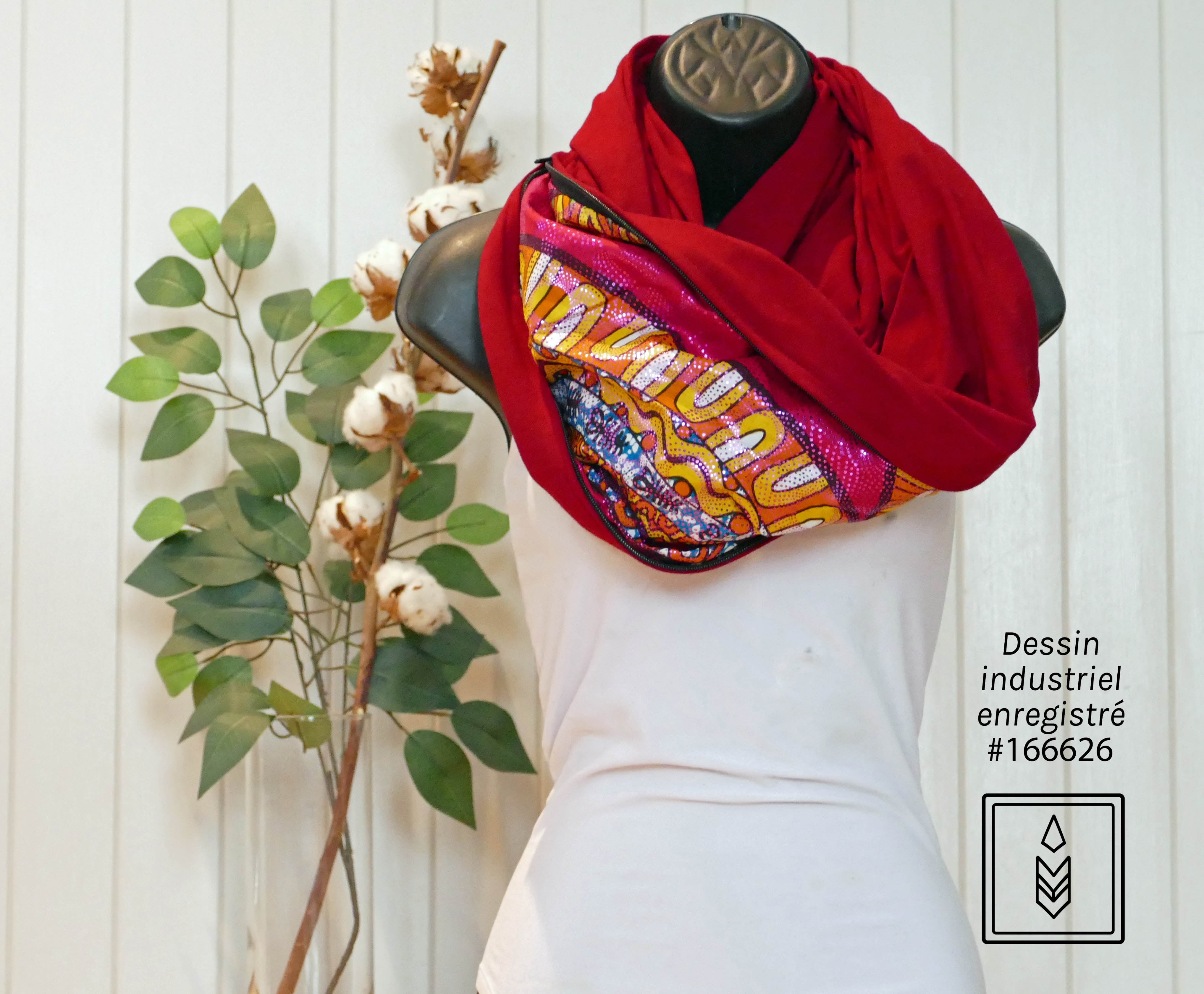 Foulard en coton biologique rouge
