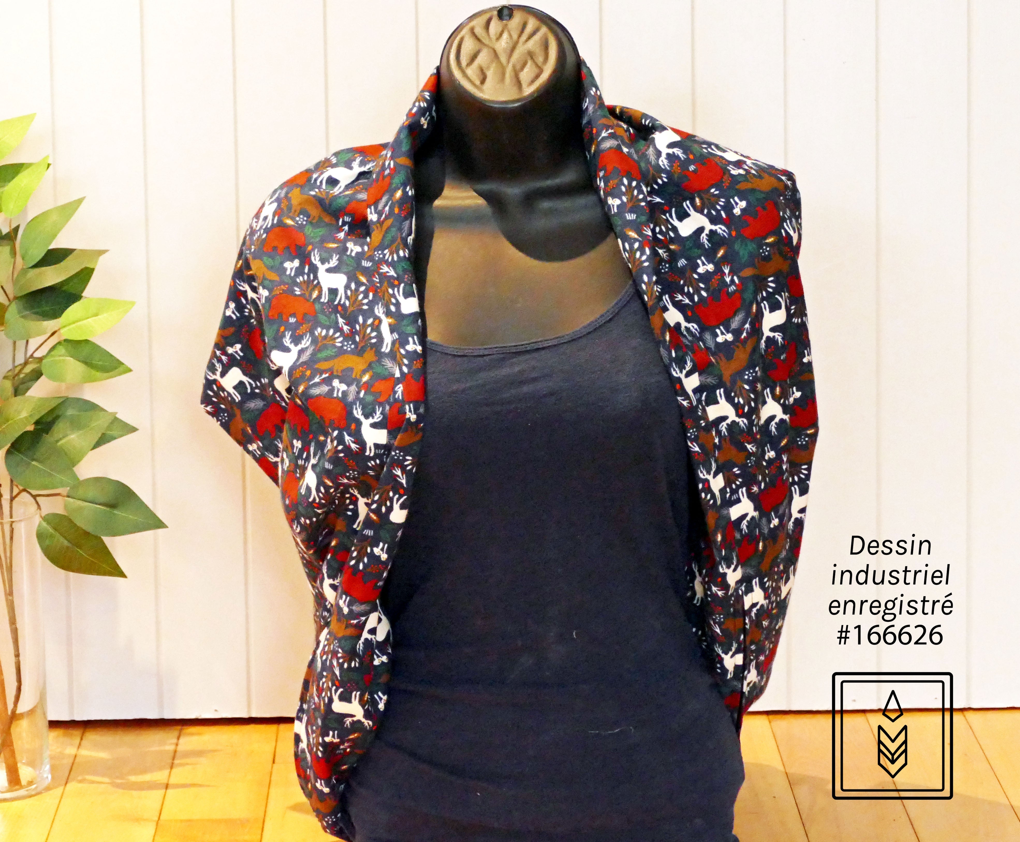 Foulard d'hiver en flanelle aux motifs d'animaux pour femme