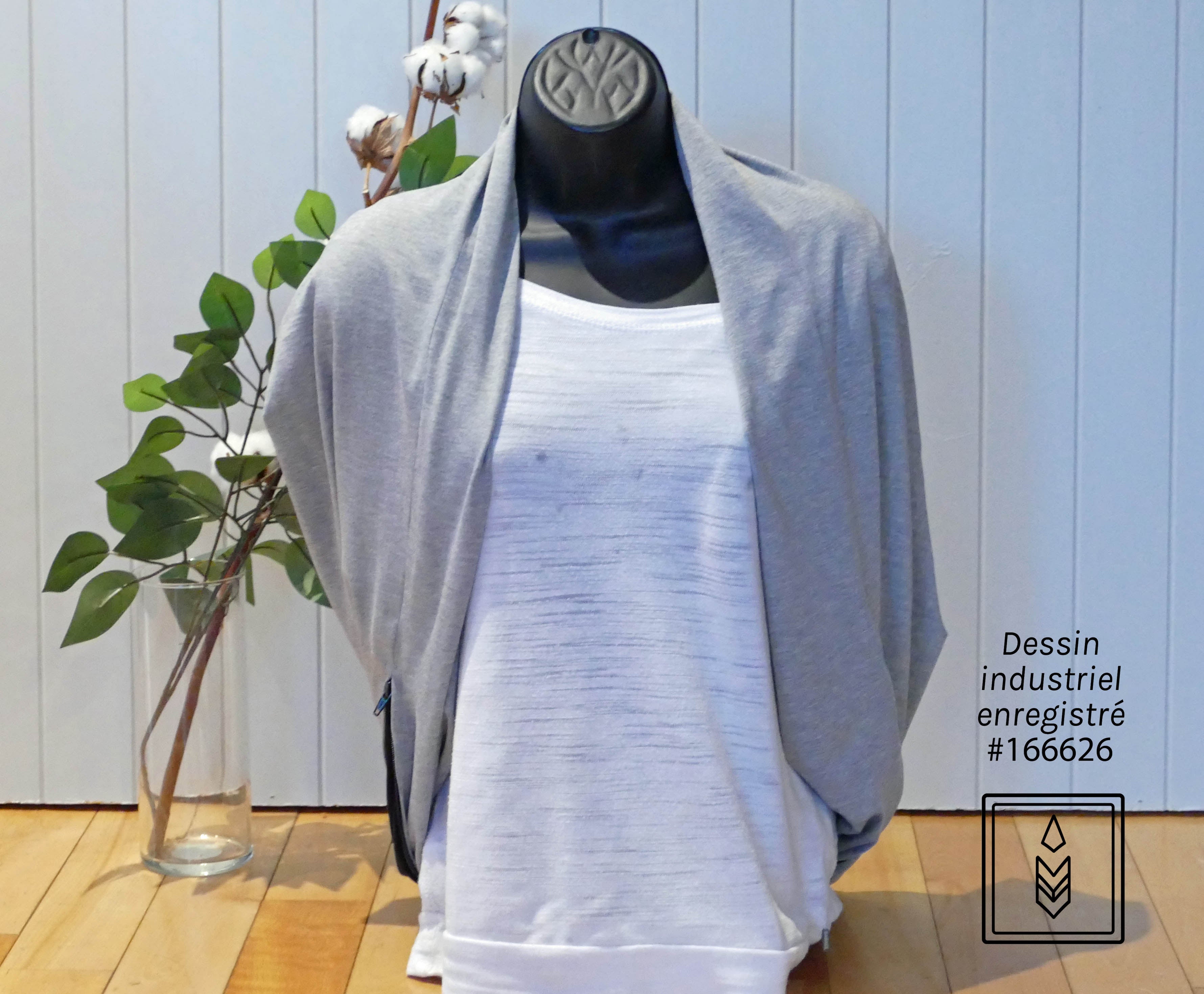 Foulard infini en bambou gris uni