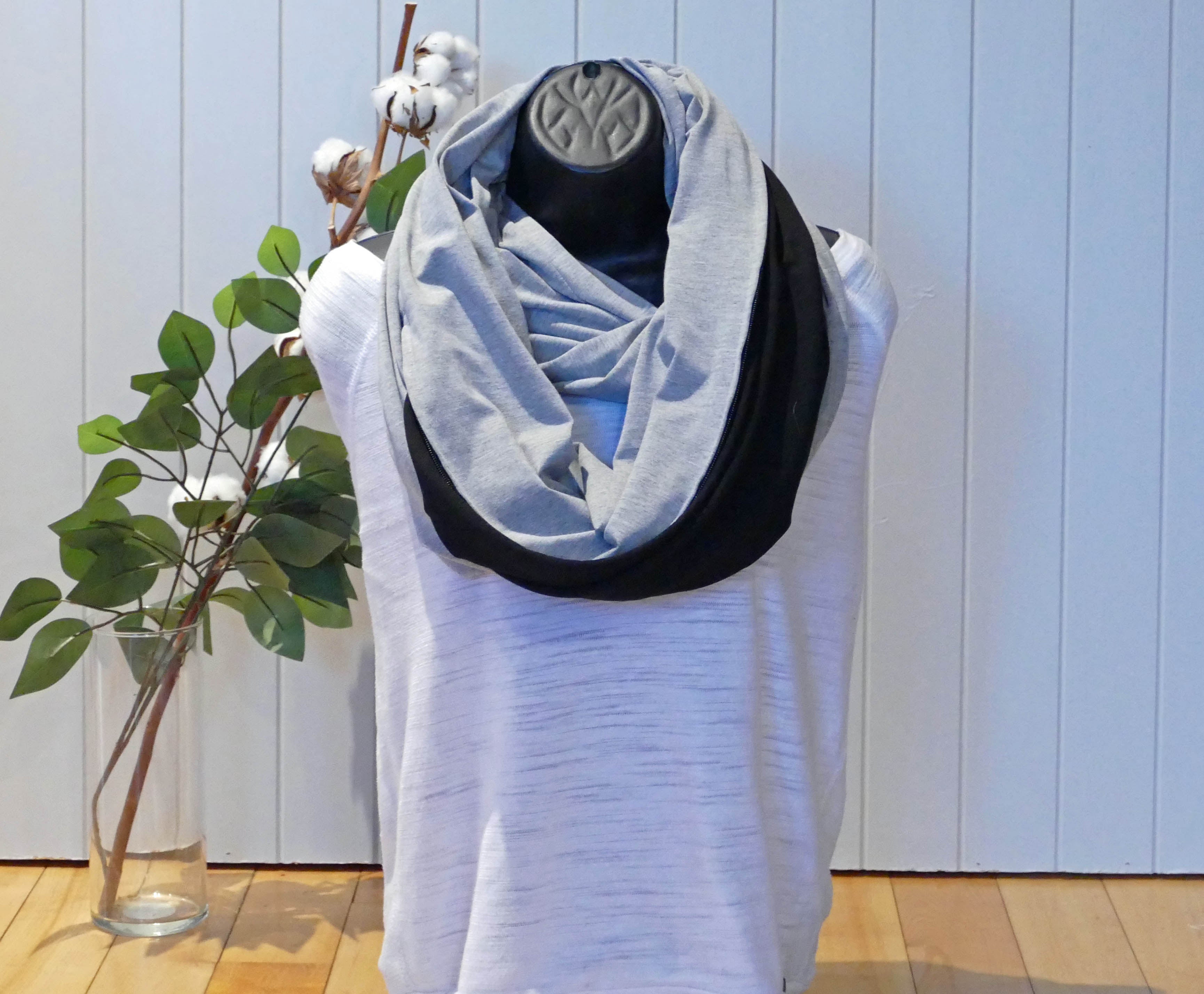 Foulard infini en bambou gris uni