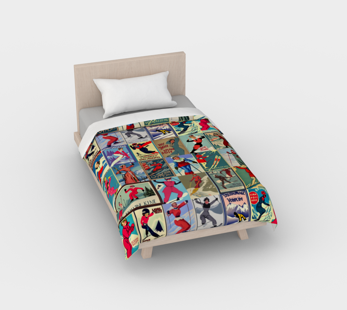 Housse de couette au style vintage femme Ski en rouge