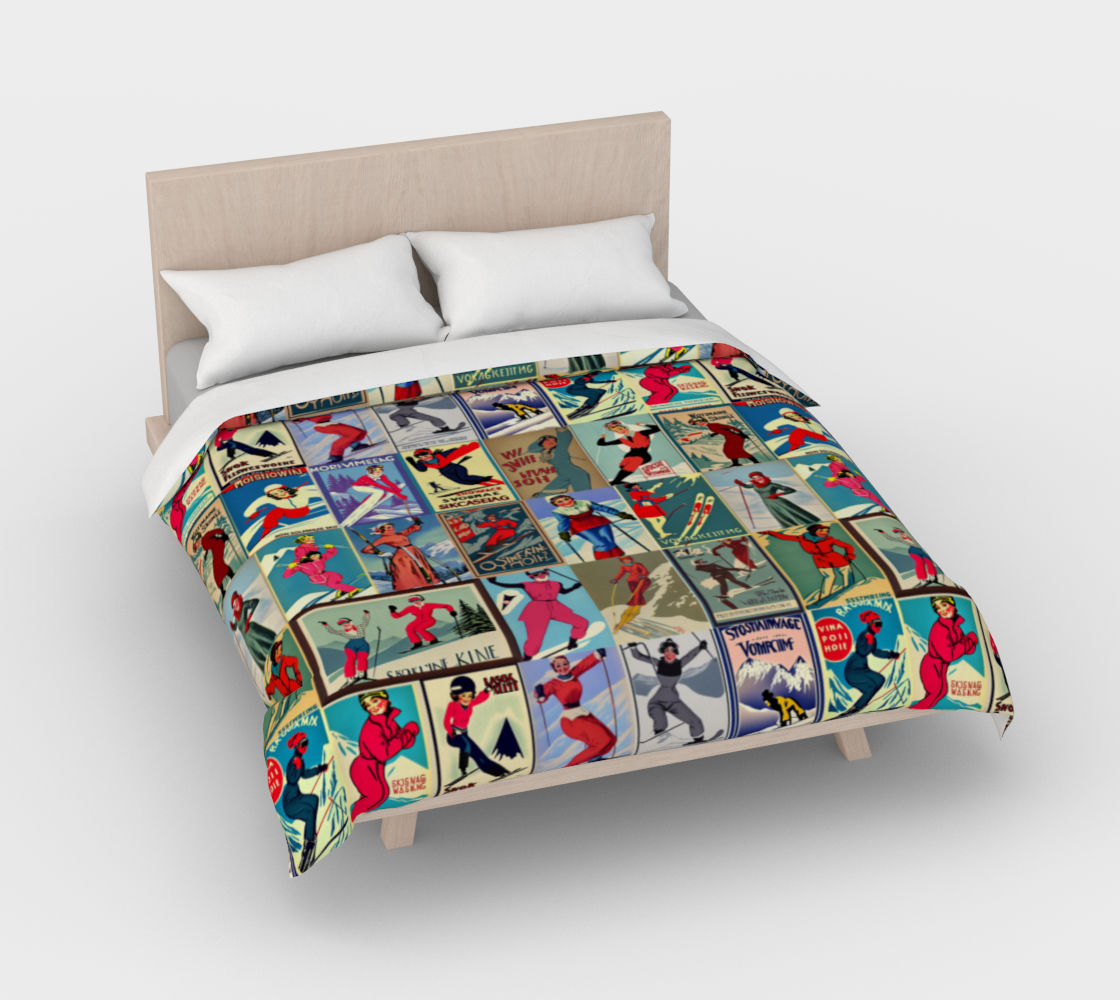 Housse de couette au style vintage femme Ski en rouge