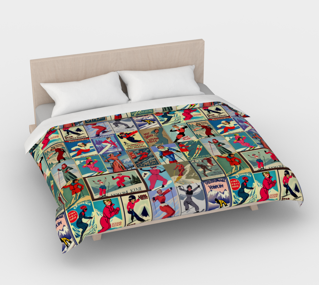 Housse de couette au style vintage femme Ski en rouge