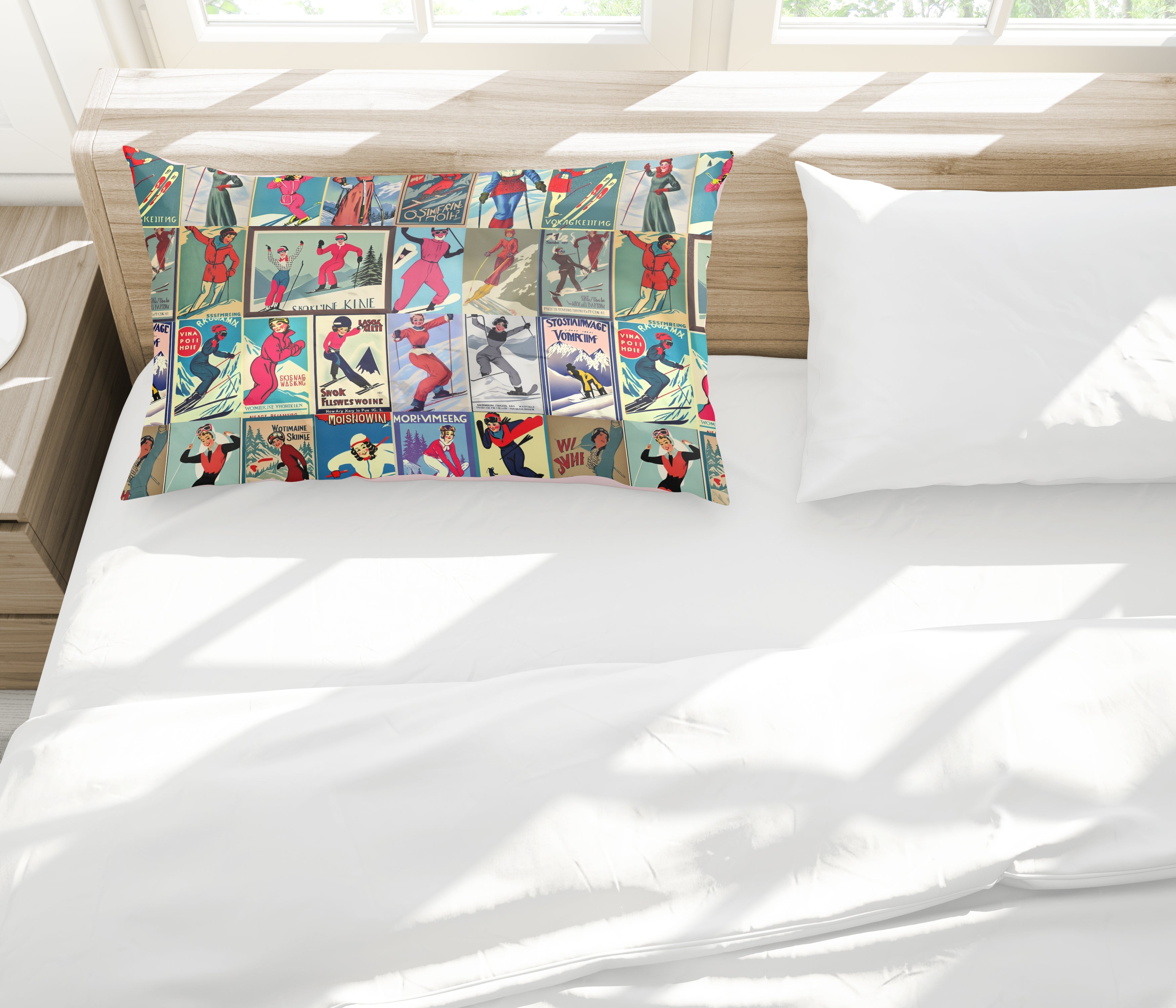 Housse de couette au style vintage femme Ski en rouge
