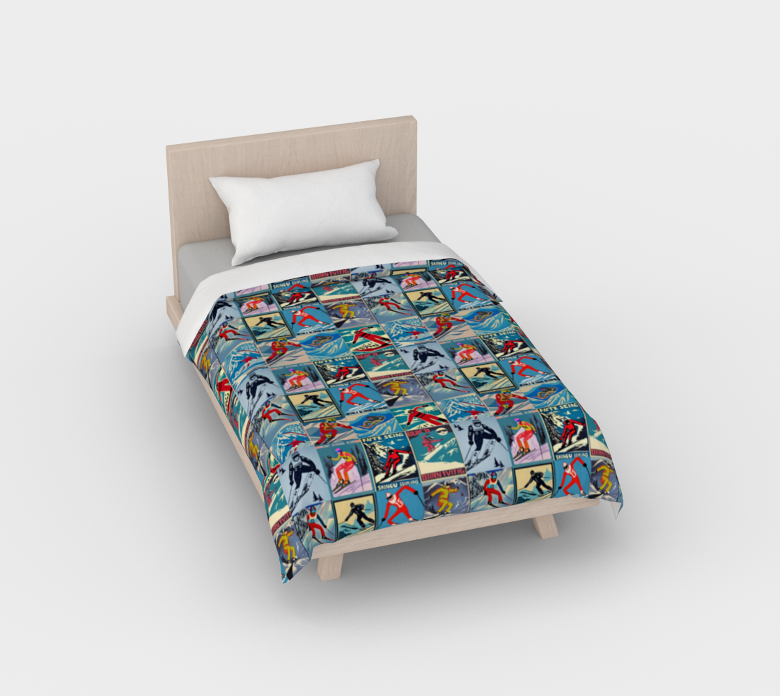 Housse de couette au style vintage pour homme Ski Collage