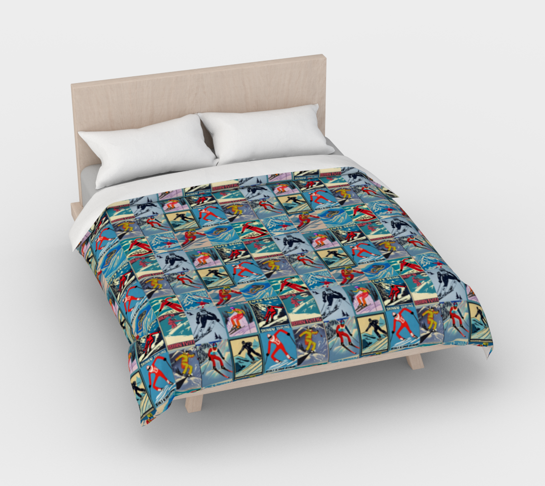 Housse de couette au style vintage pour homme Ski Collage