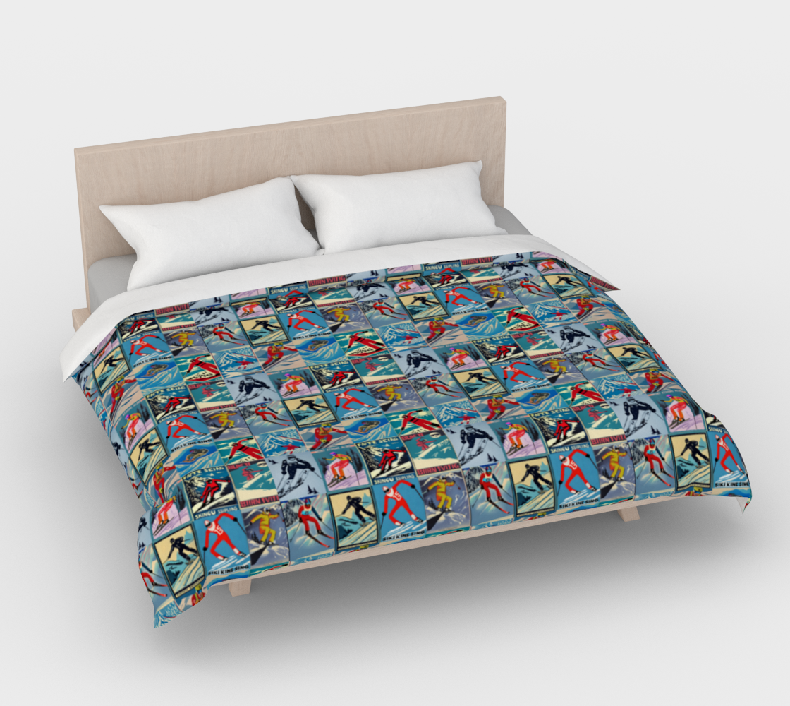 Housse de couette au style vintage pour homme Ski Collage