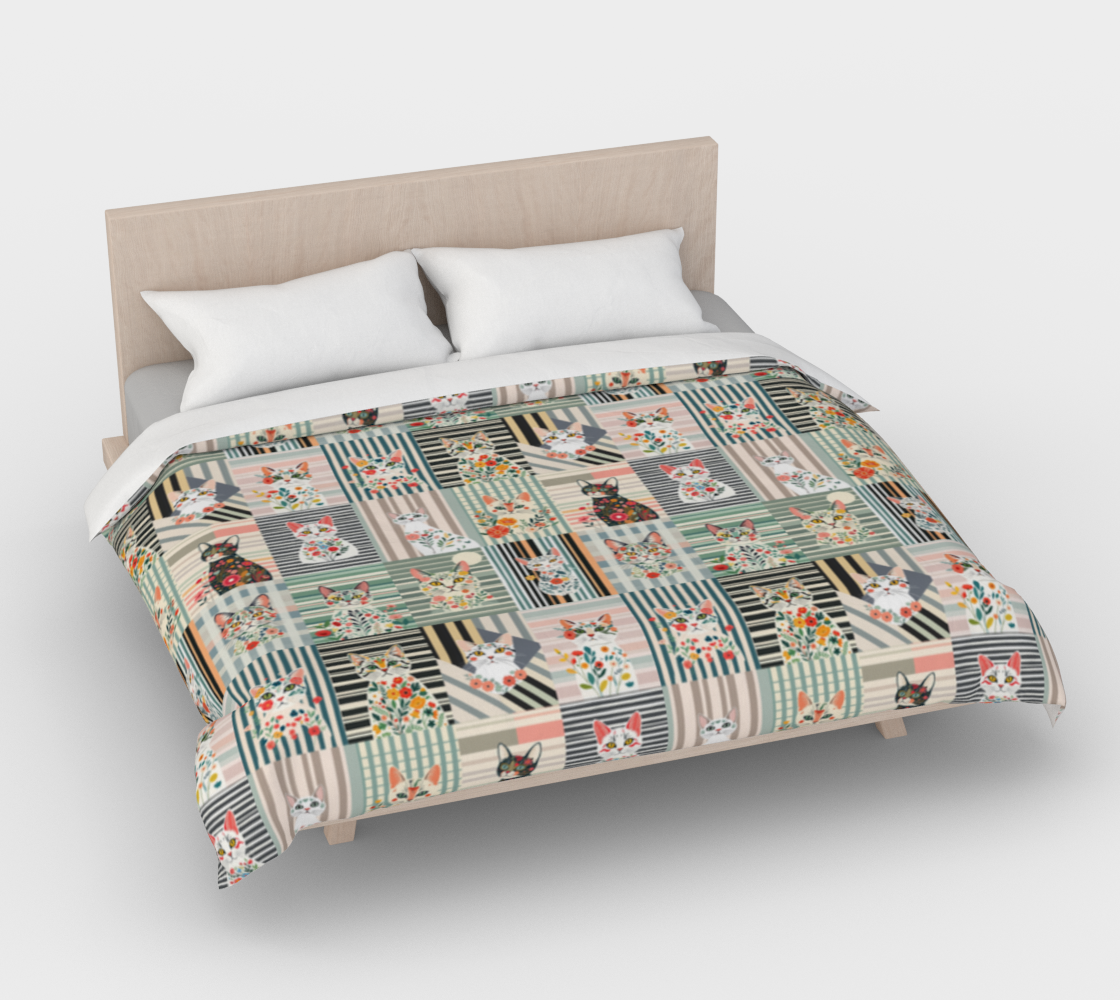 Housse de couette en motif de chats rayés