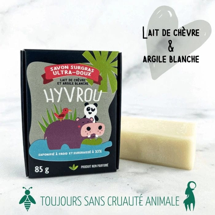 HYVROU - Savon pour le corps pour enfant - Lait de chèvre et argile blanche