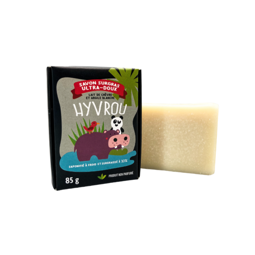 HYVROU - Savon pour le corps pour enfant - Lait de chèvre et argile blanche