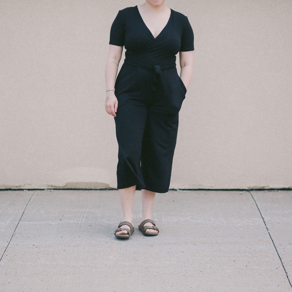 Jumpsuit cache-coeur en bambou - Tout noir