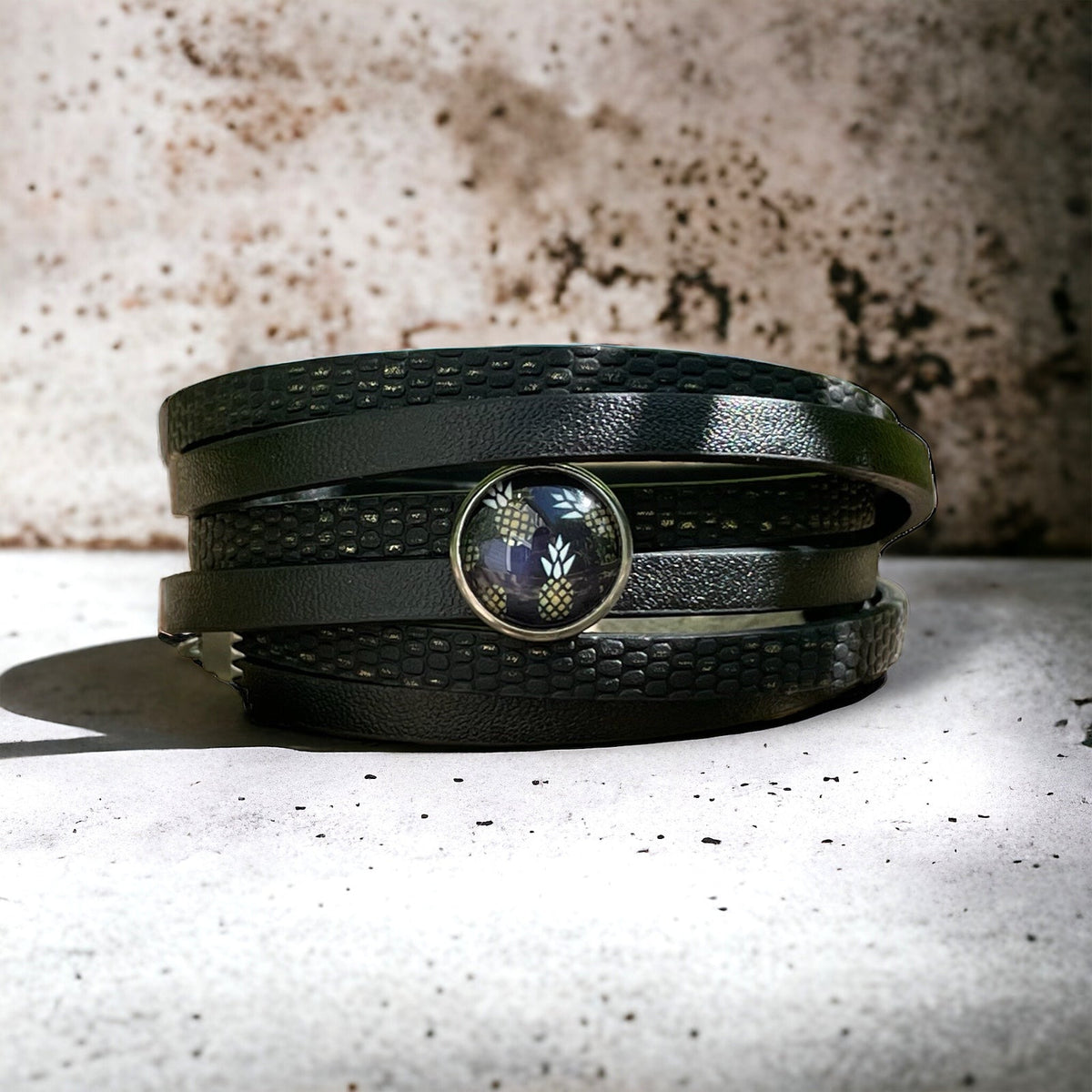 Wrap bracelet en cuir - M Fantaisies Bijoux Artisanaux