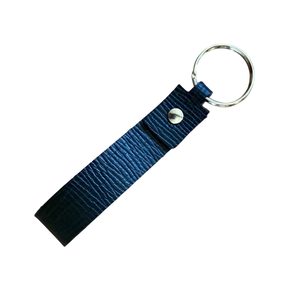 Porte-clés minimaliste cuir noir grainé