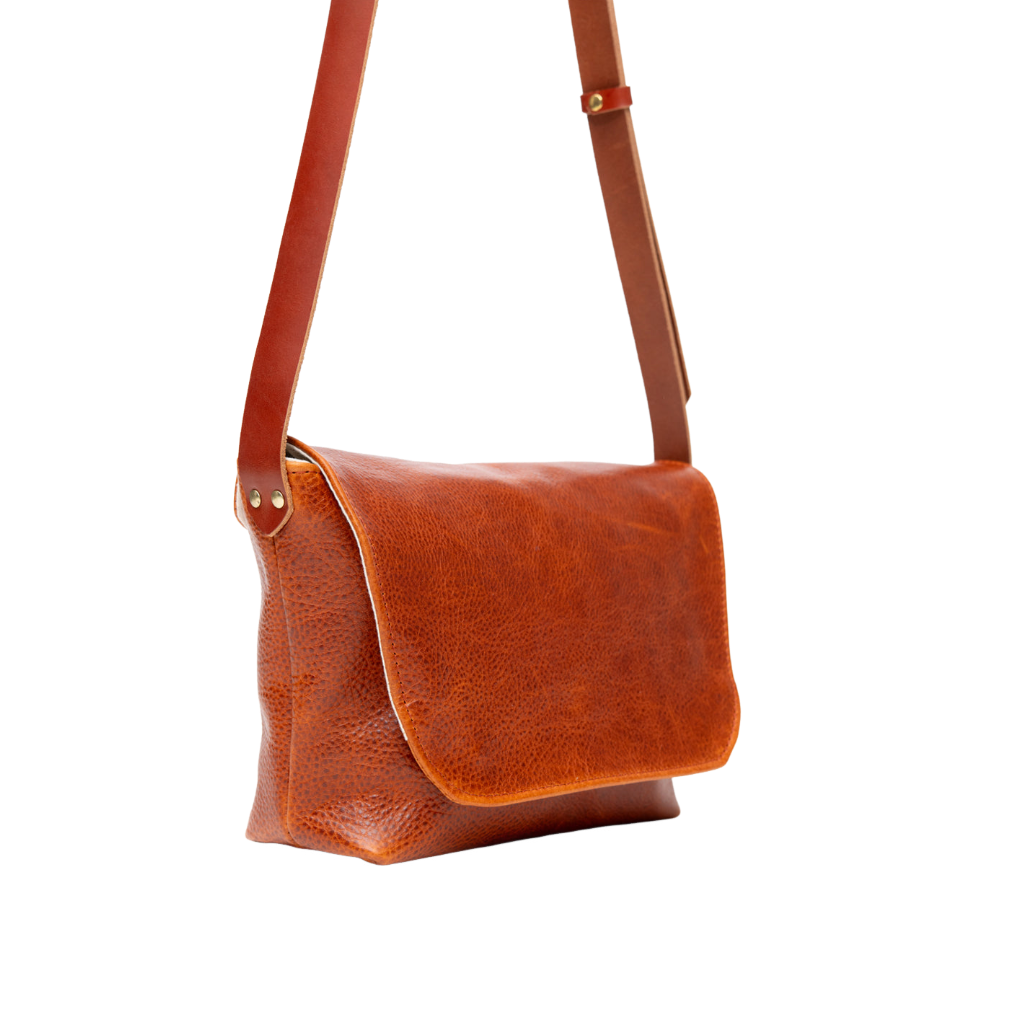 Leather satchel bag, BISCUIT messenger bag 