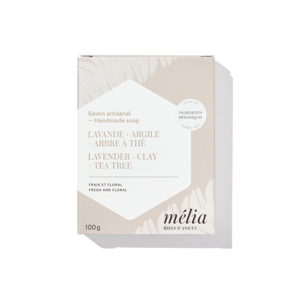 Savon artisanal au miel - Lavande + Argile + Arbre à thé