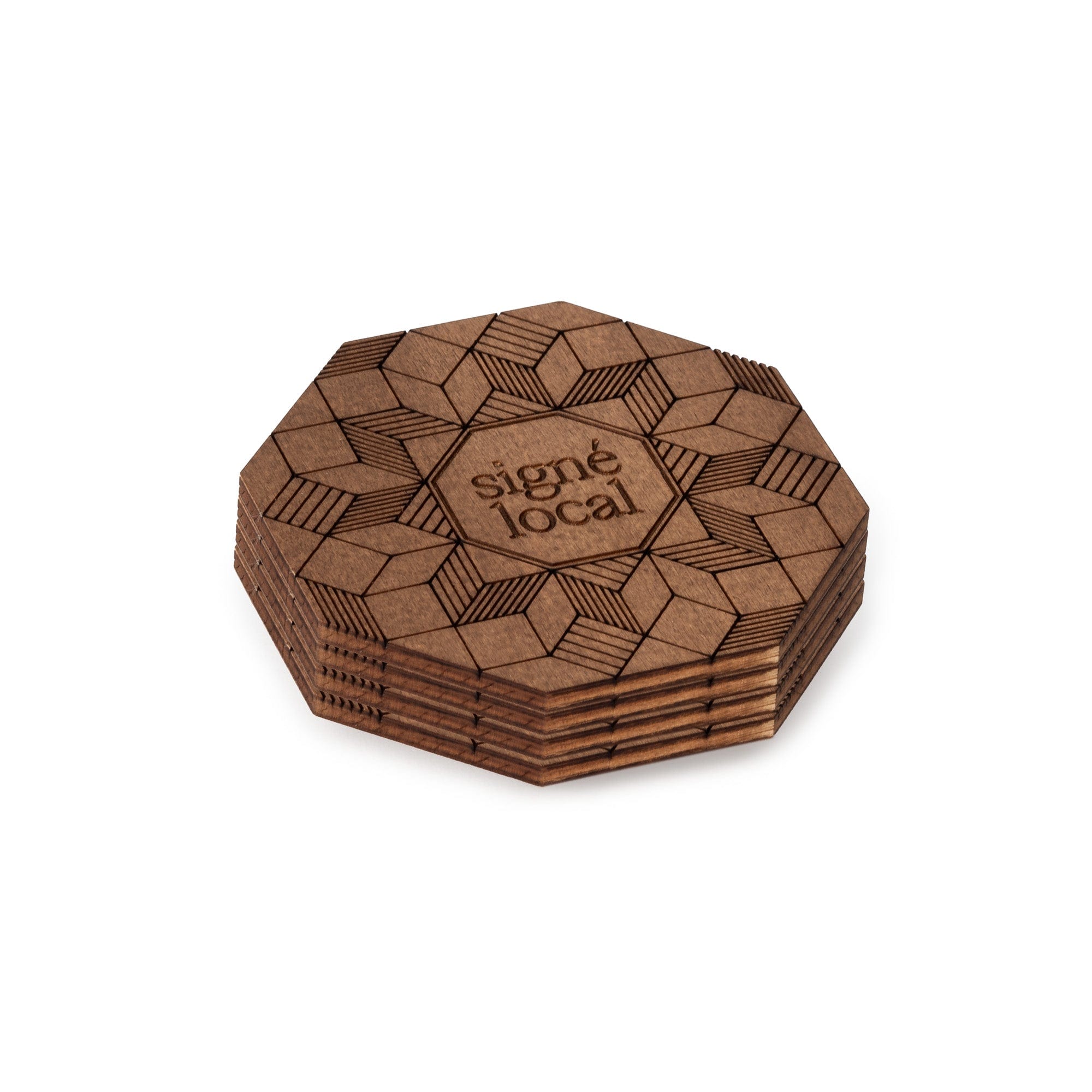 Ensemble 4 sous-verres en bois