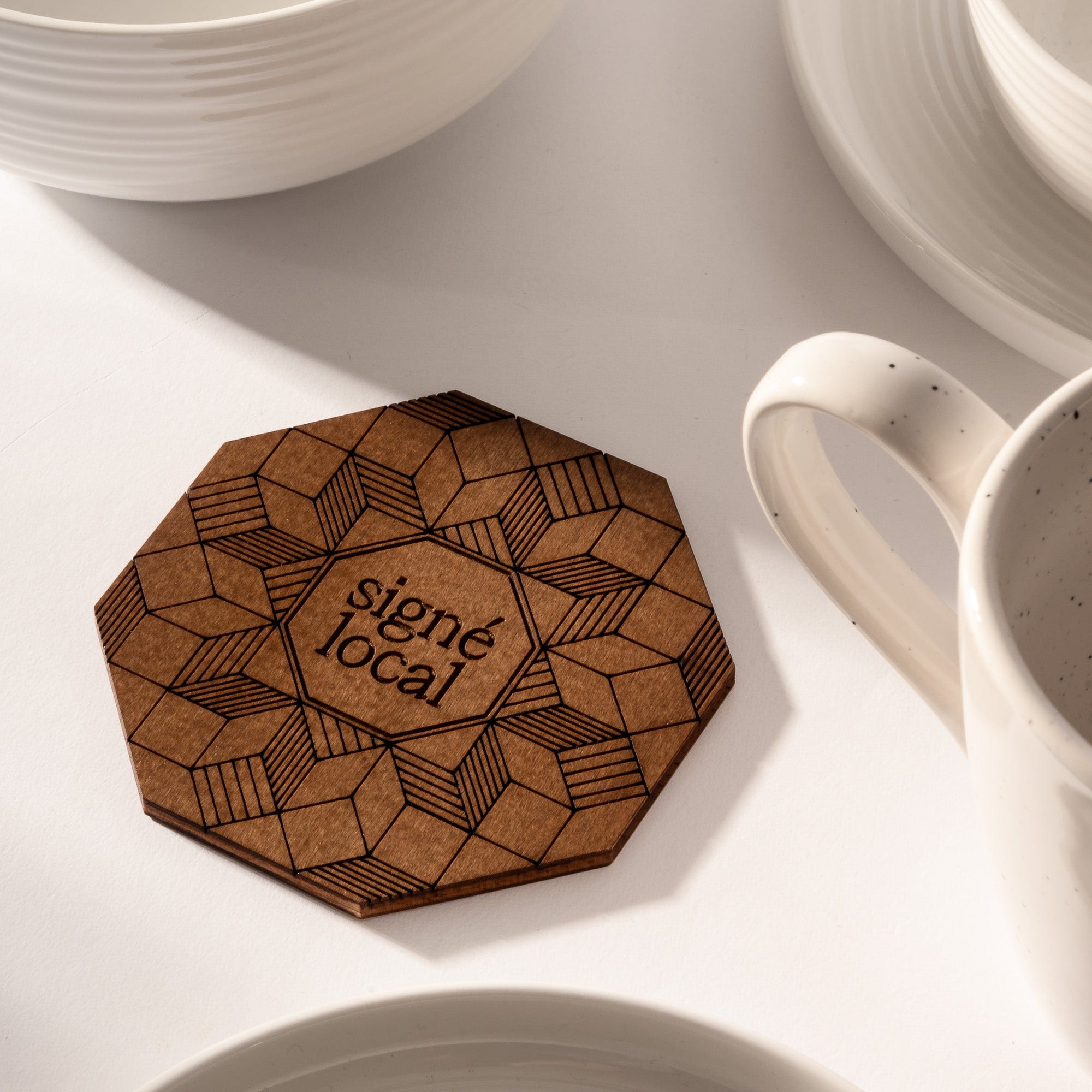 Ensemble 4 sous-verres en bois