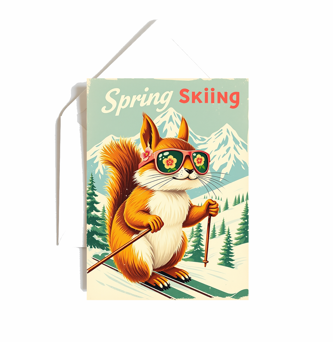 Ensemble de 3 cartes de souhaits "Ski de printemps"