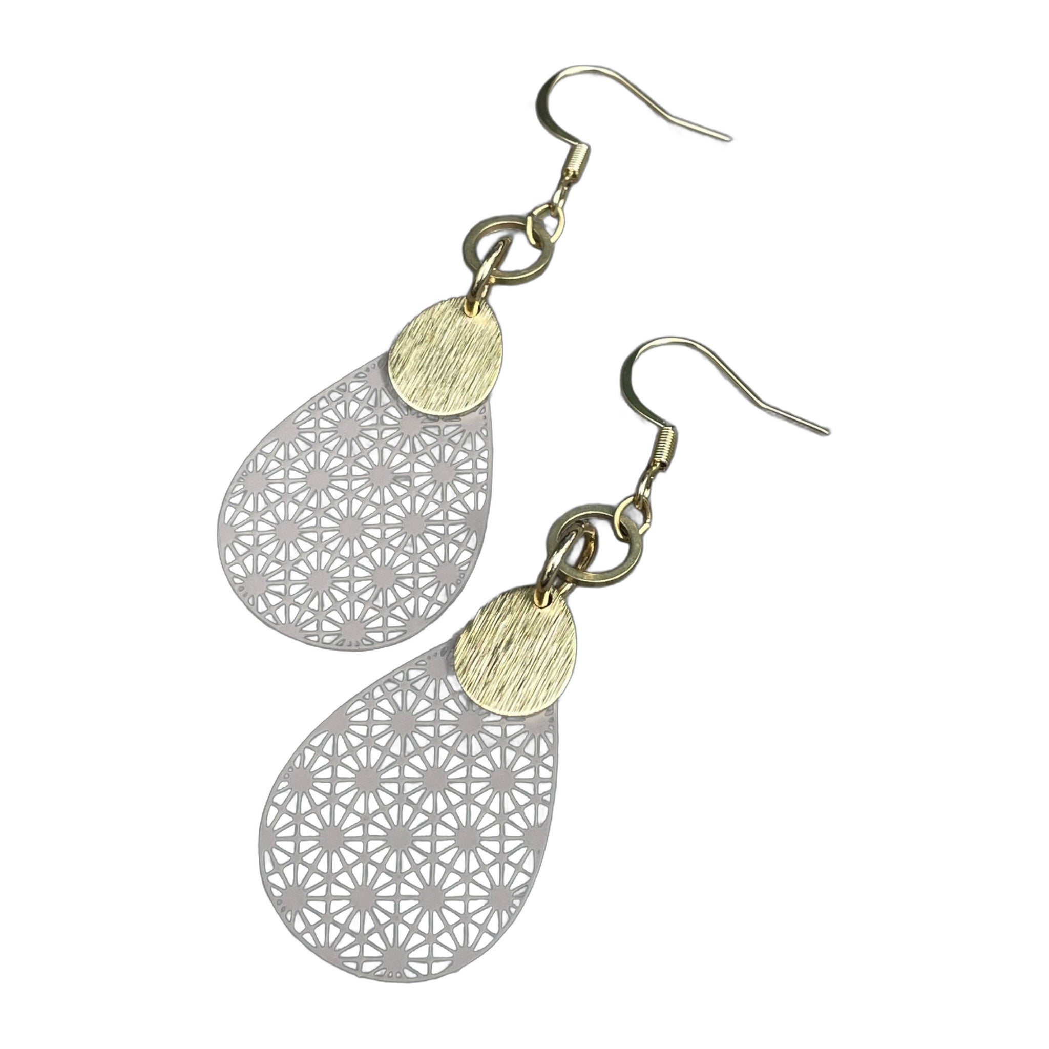 Boucles gouttes filigrane beige