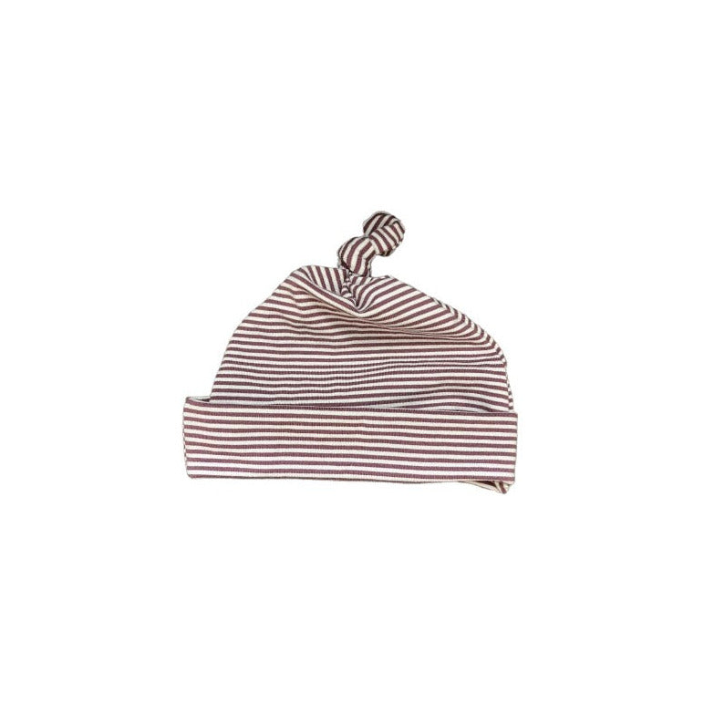 Chapeau rayé en bambou prune
