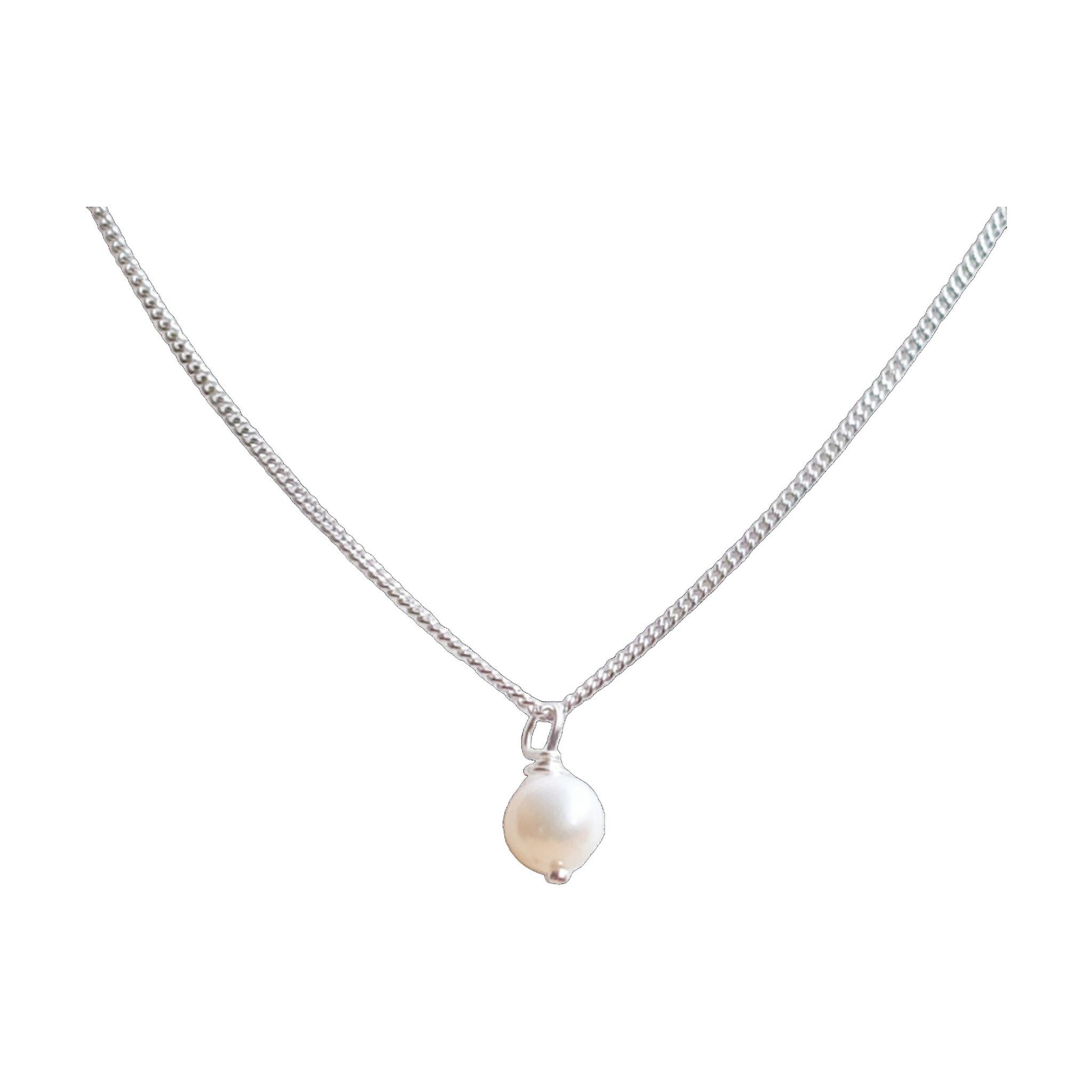 Collier en argent sterling composé d'une perle blanche