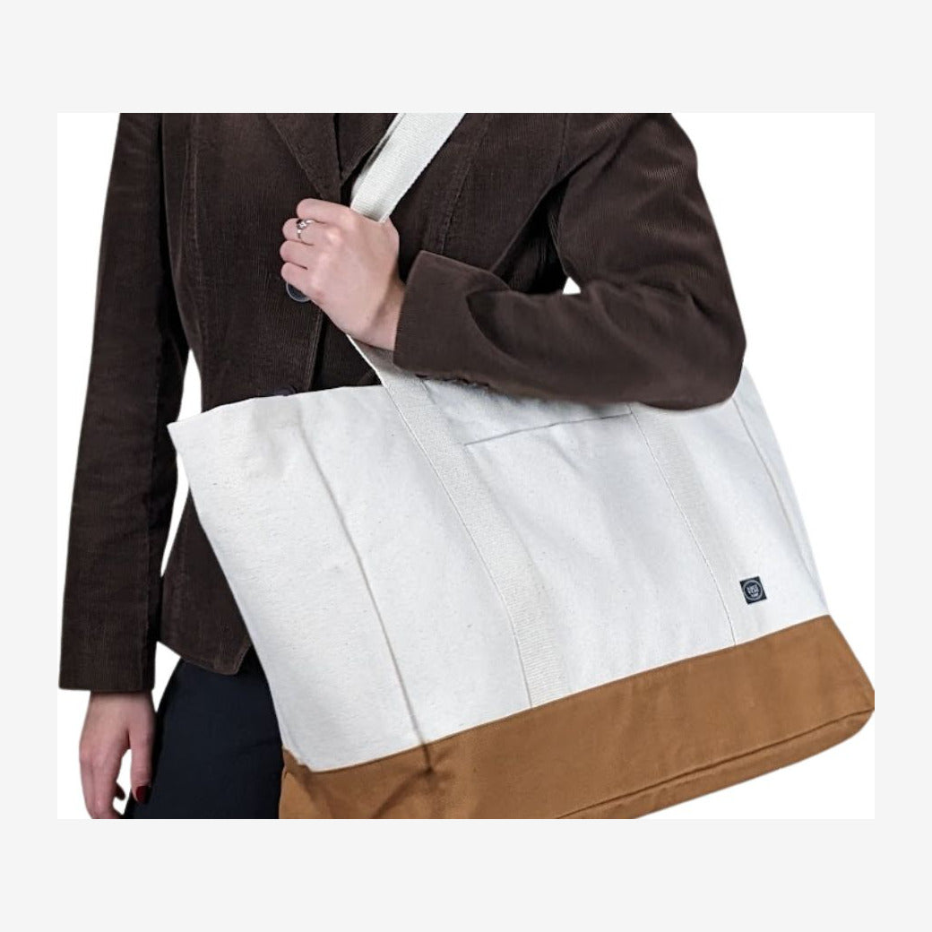 Le grand sac écoresponsable en coton deux tons