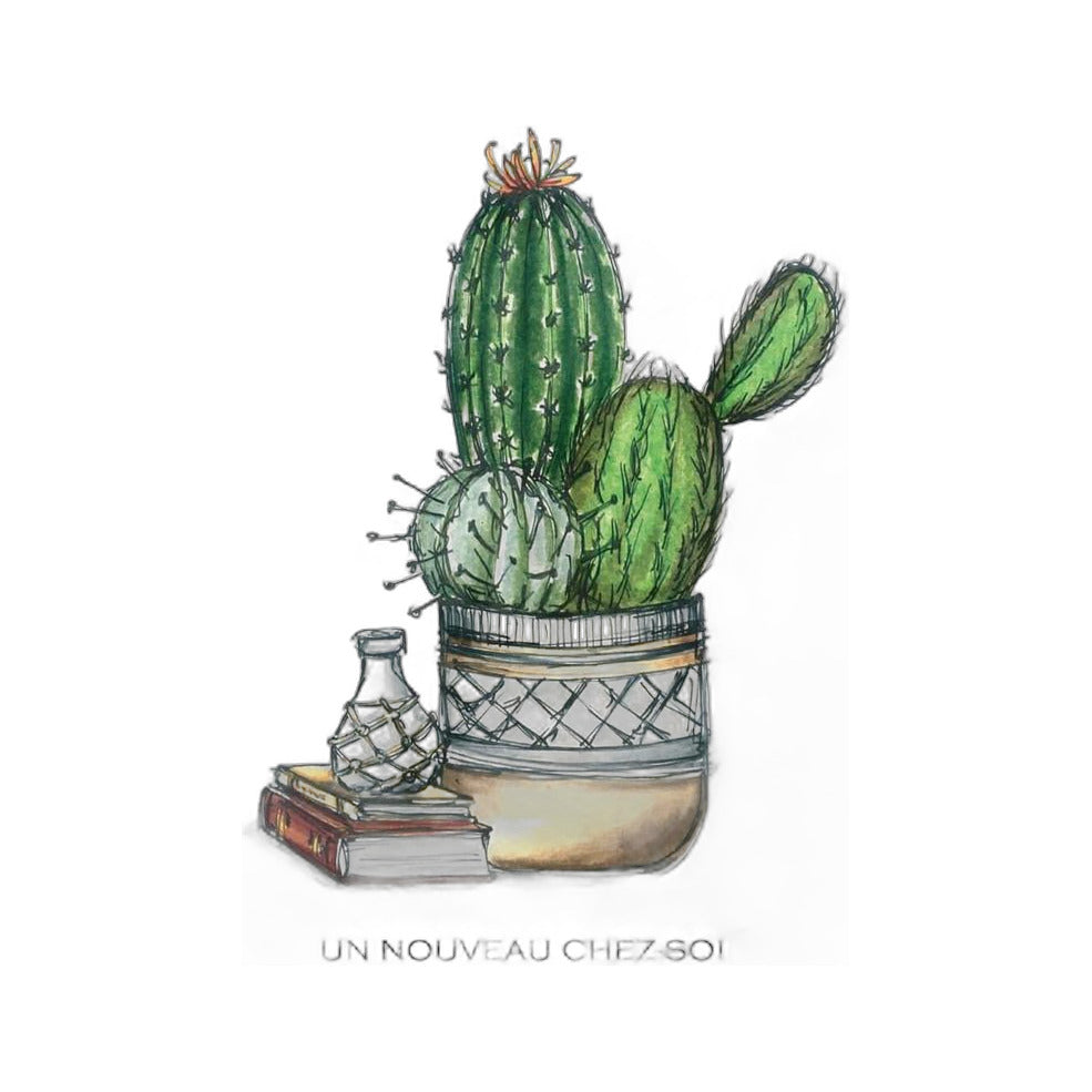 Carte de souhaits - Nouvelle demeure - Cactus