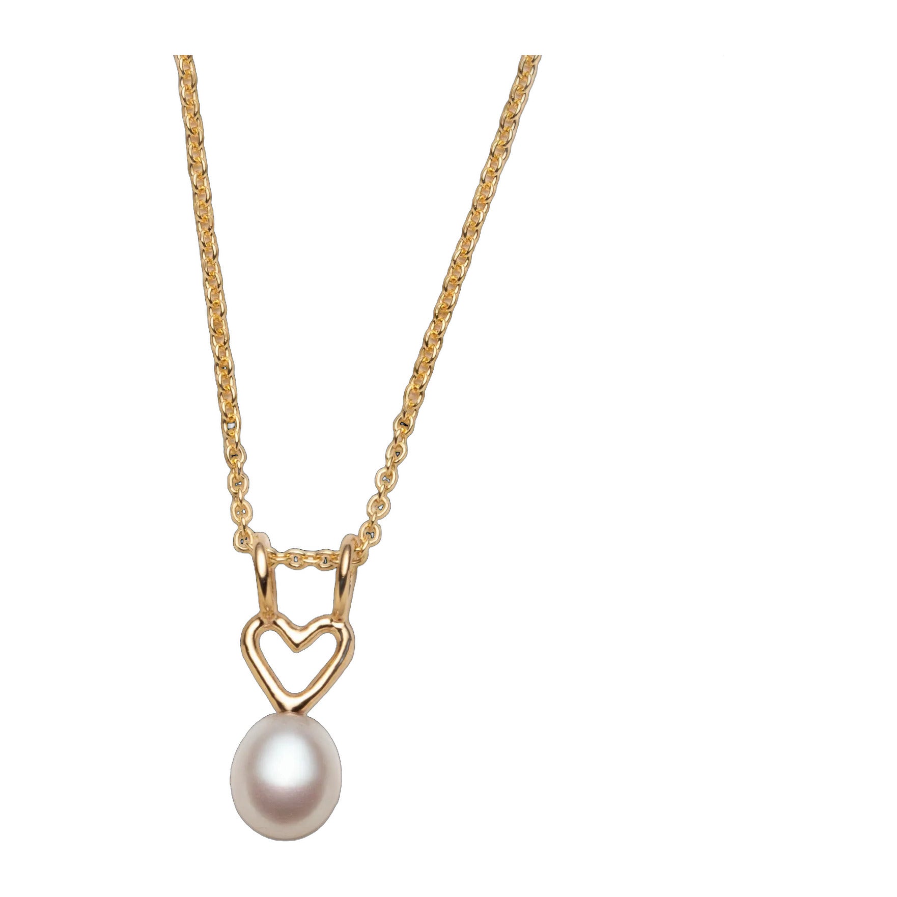 Collier avec breloque coeur et grosse perle blanche