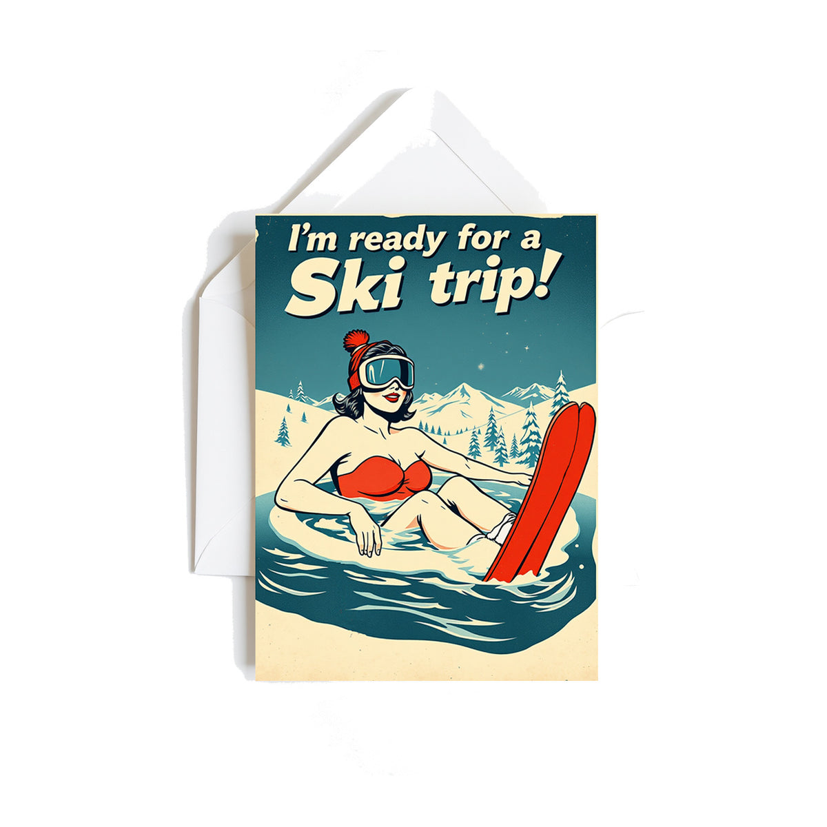 Ensemble de 3 cartes de souhaits "Je suis prêt pour un voyage de ski"