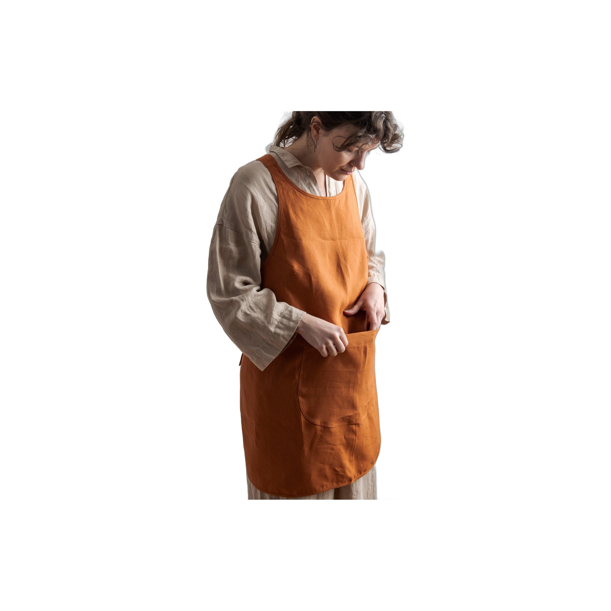 Linen Apron - Burnt orange