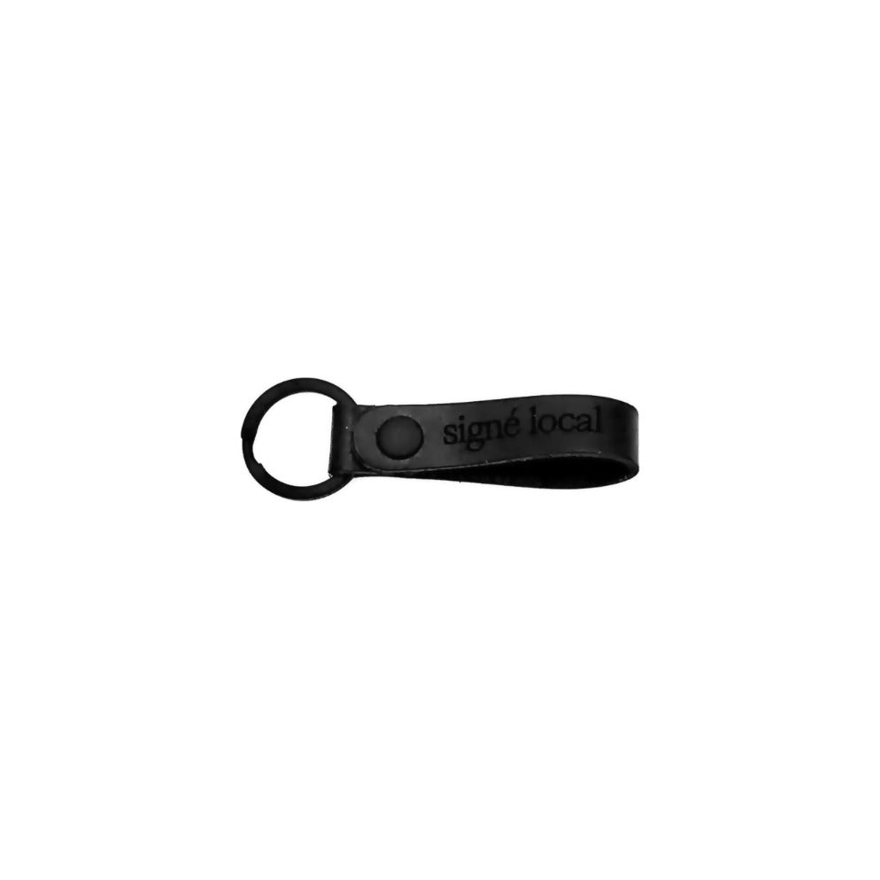 Porte-clés en cuir noir - Gravé ''Signé Local''