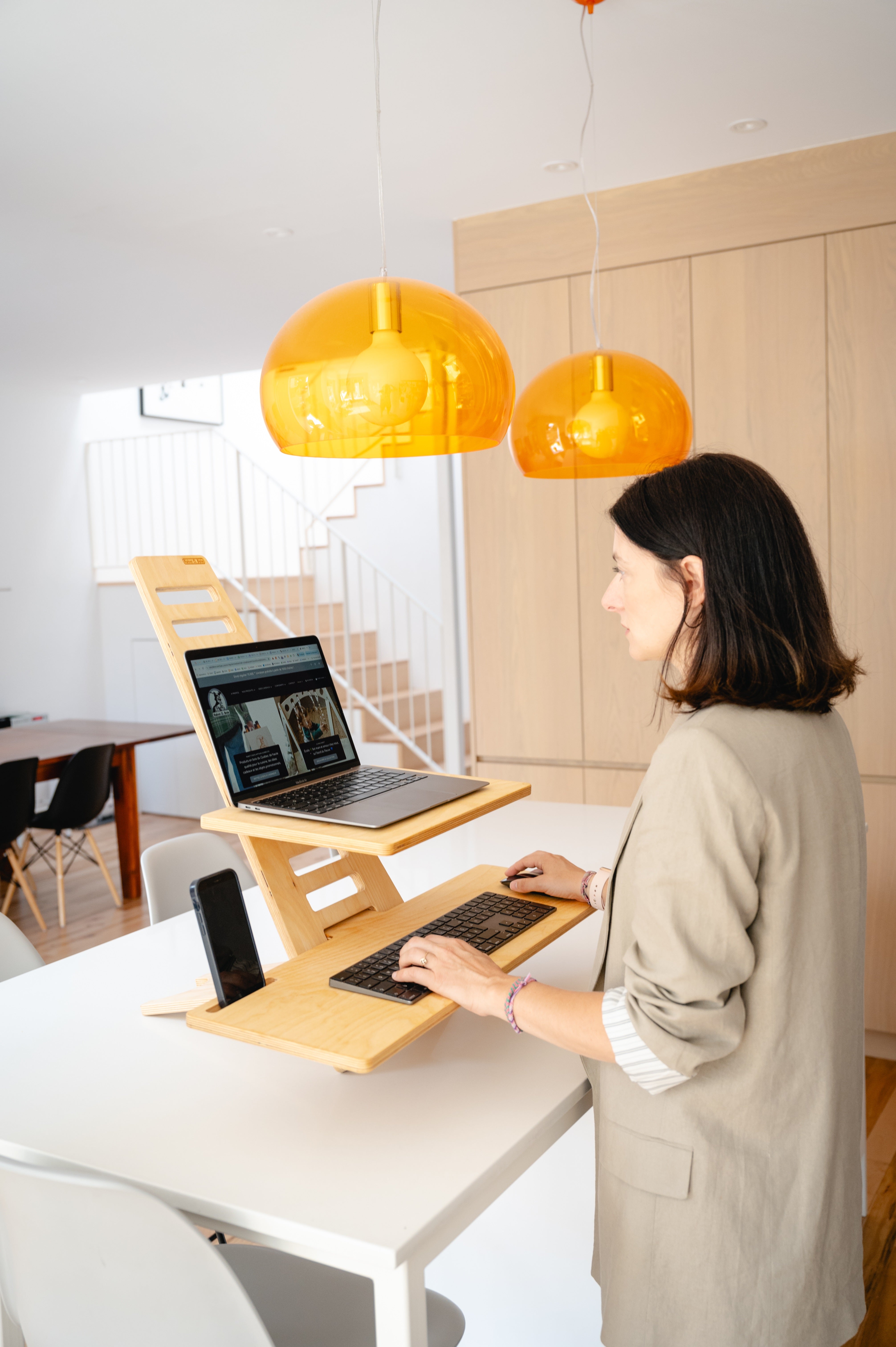 Station de travail en bois Assis-Debout