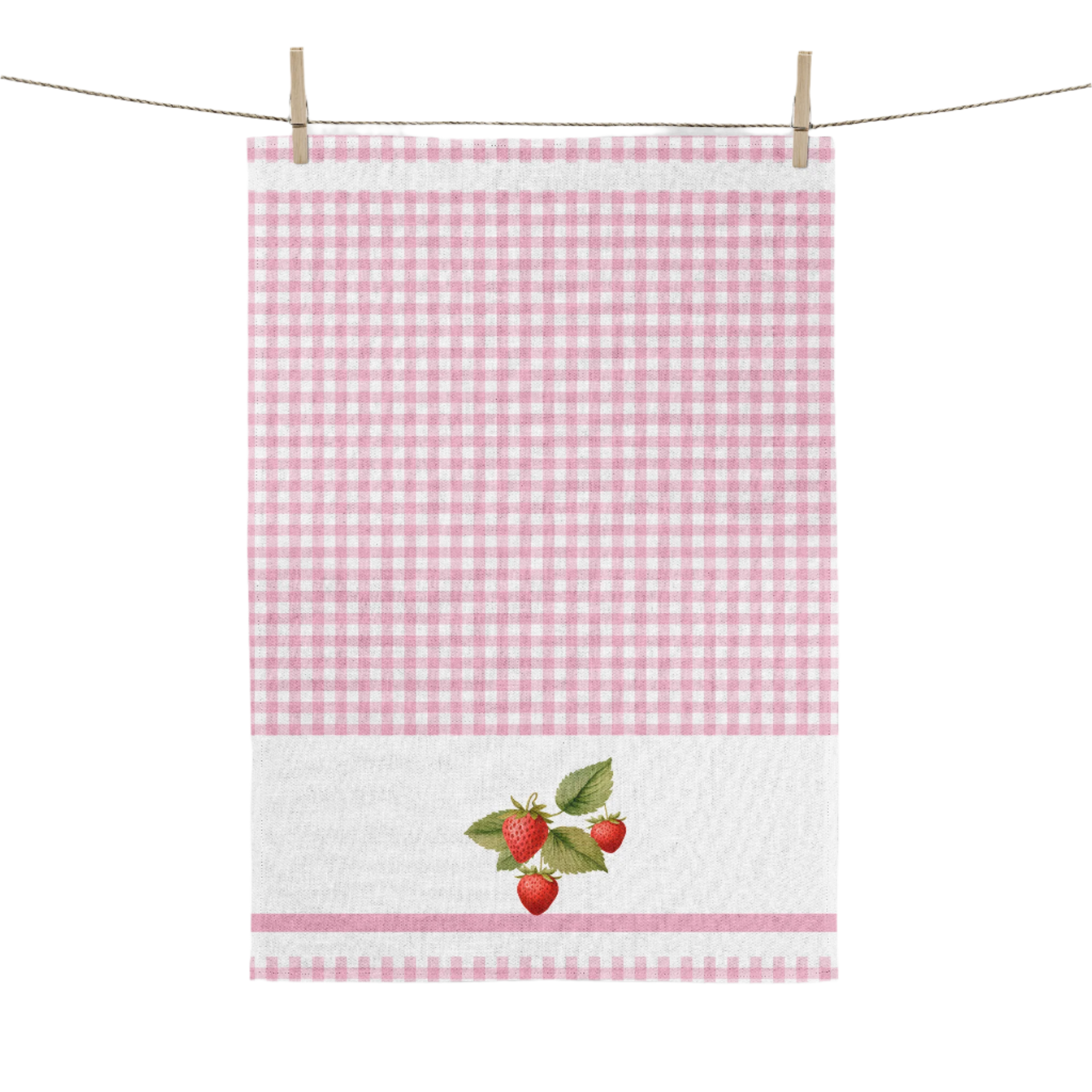 Torchon de cuisine décoratif en vichy rose vintage Strawberry Art pour votre cuisine ou à accrocher sur vos murs