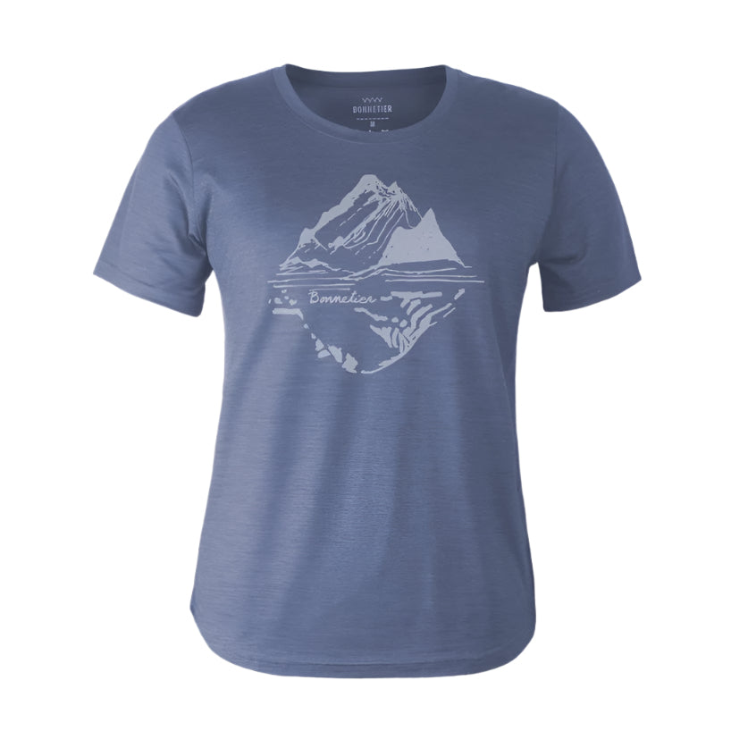 T-Shirt Mérinos Femme Bleu Gris Ultra Léger - Bic