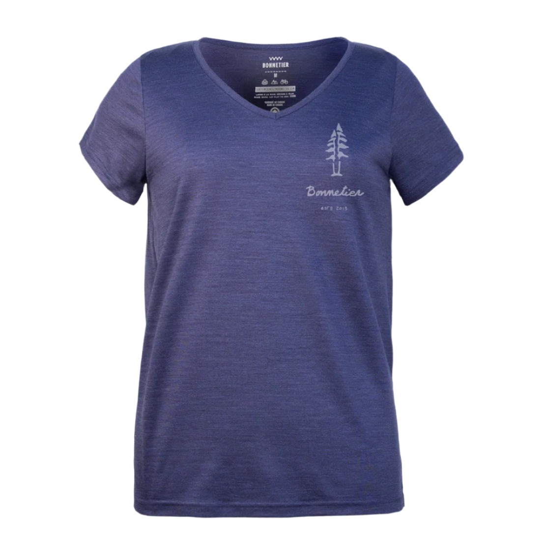 T-Shirt Mérinos Femme Bleu Nuit Ultra Léger - Demi Arbre